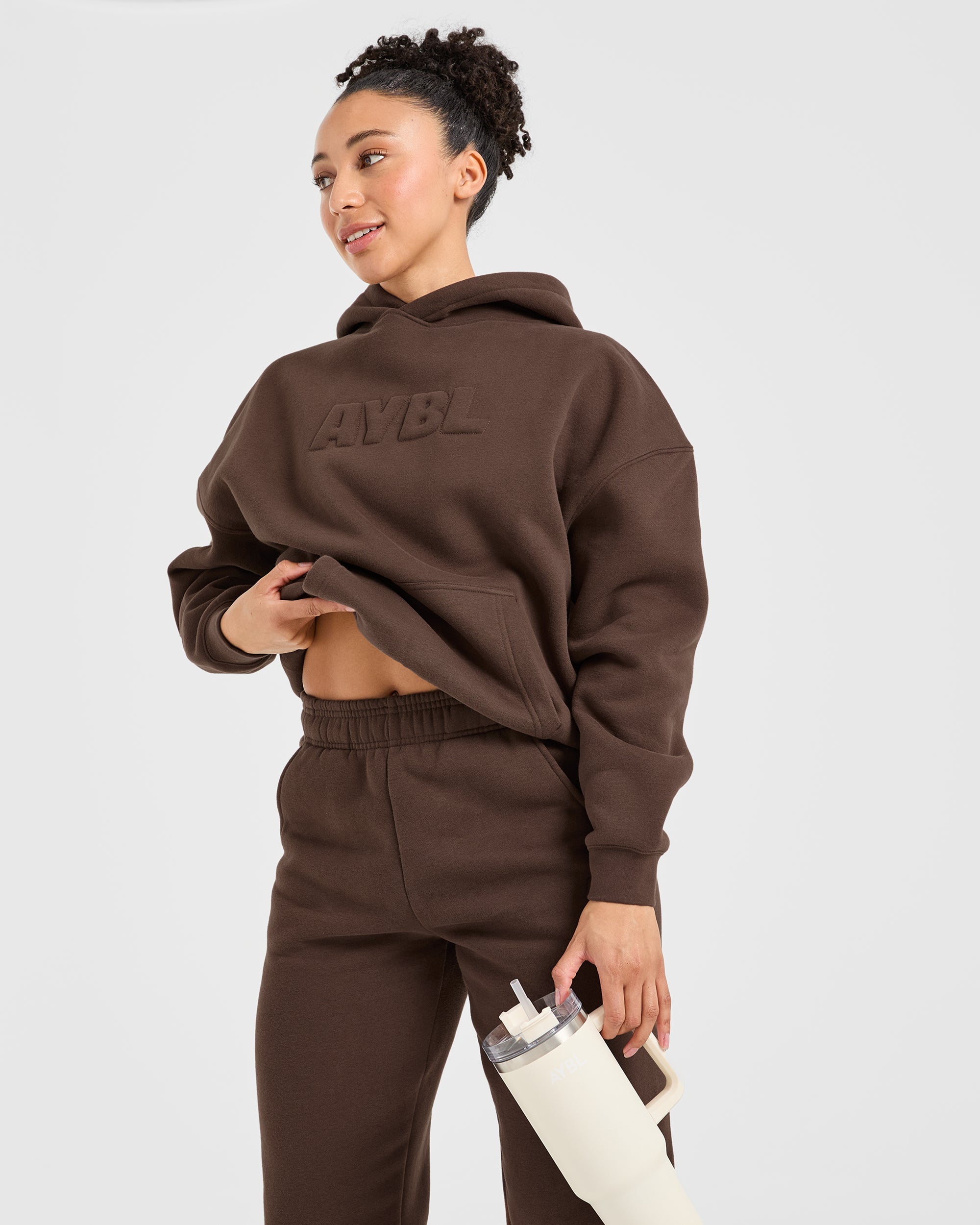 Classic Plush Oversized Hoodie - Brown