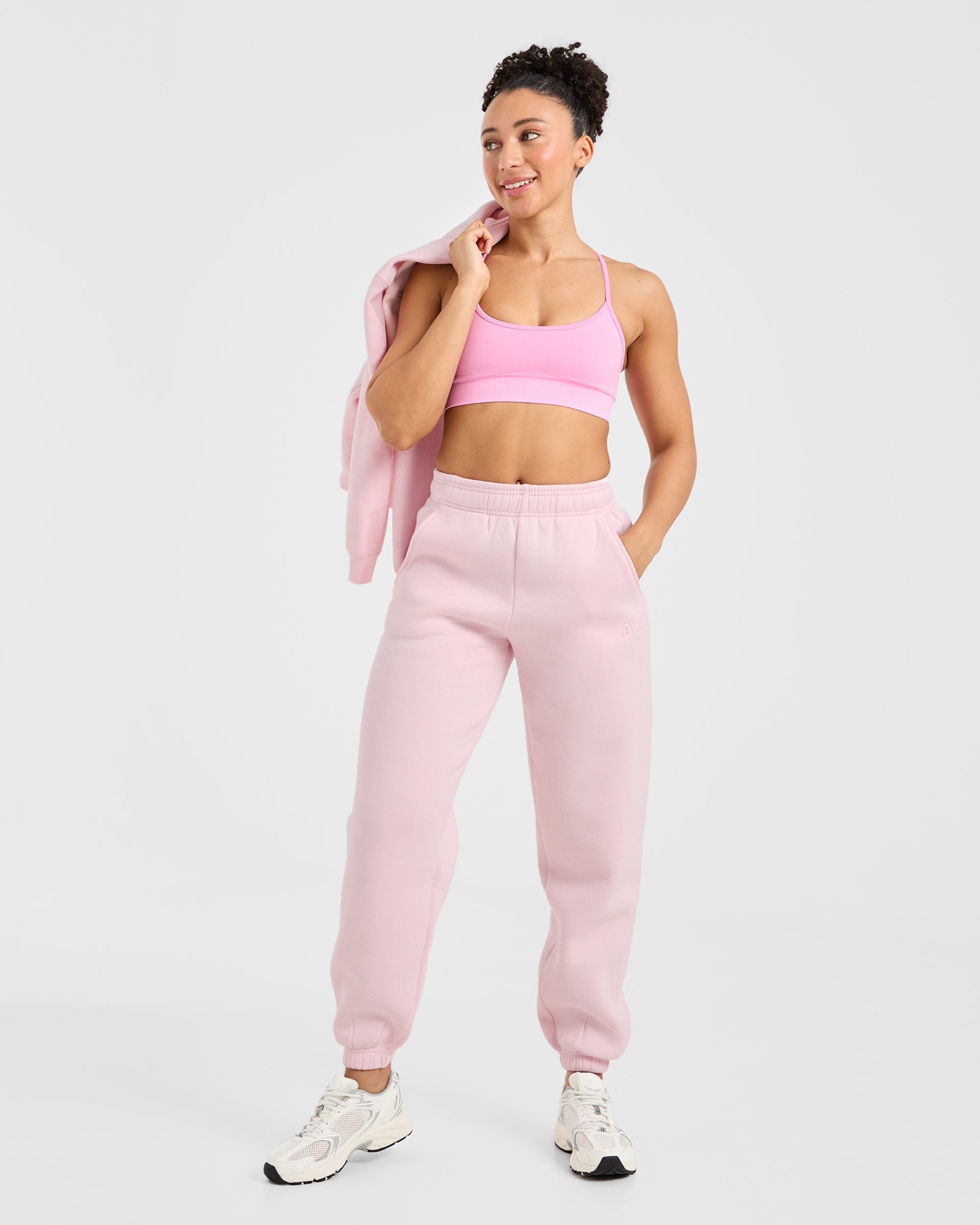 Classic Plush Oversized Joggers - Pastel Pink