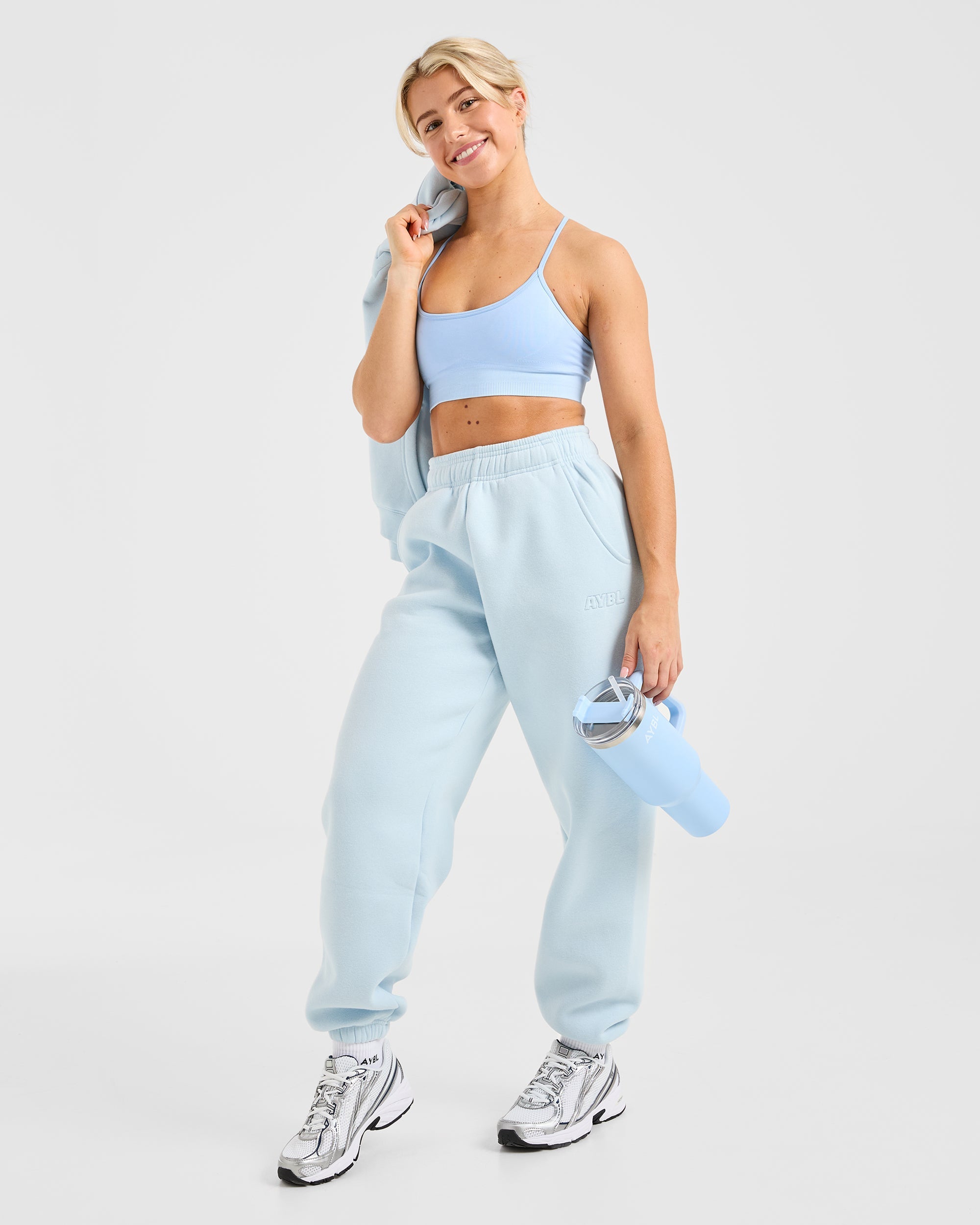 Classic Plush Oversized Joggers - Pastel Blue