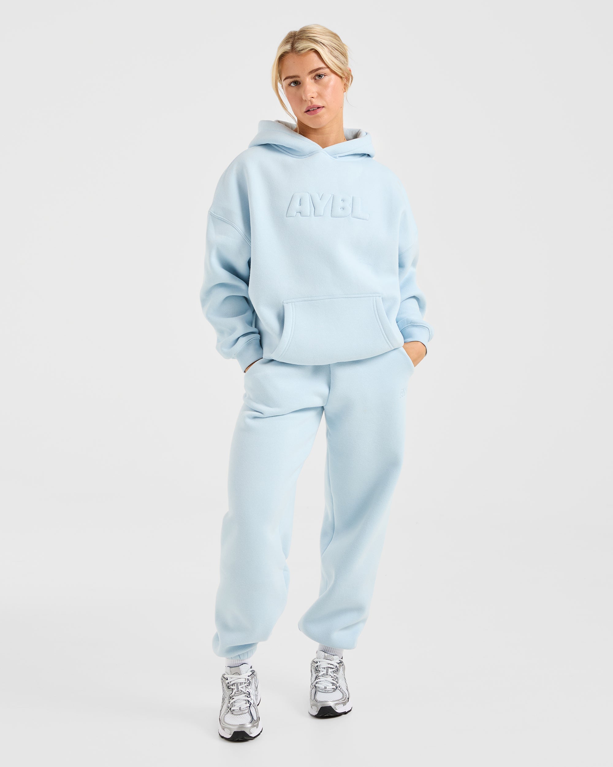 Classic Plush Oversized Hoodie - Pastel Blue