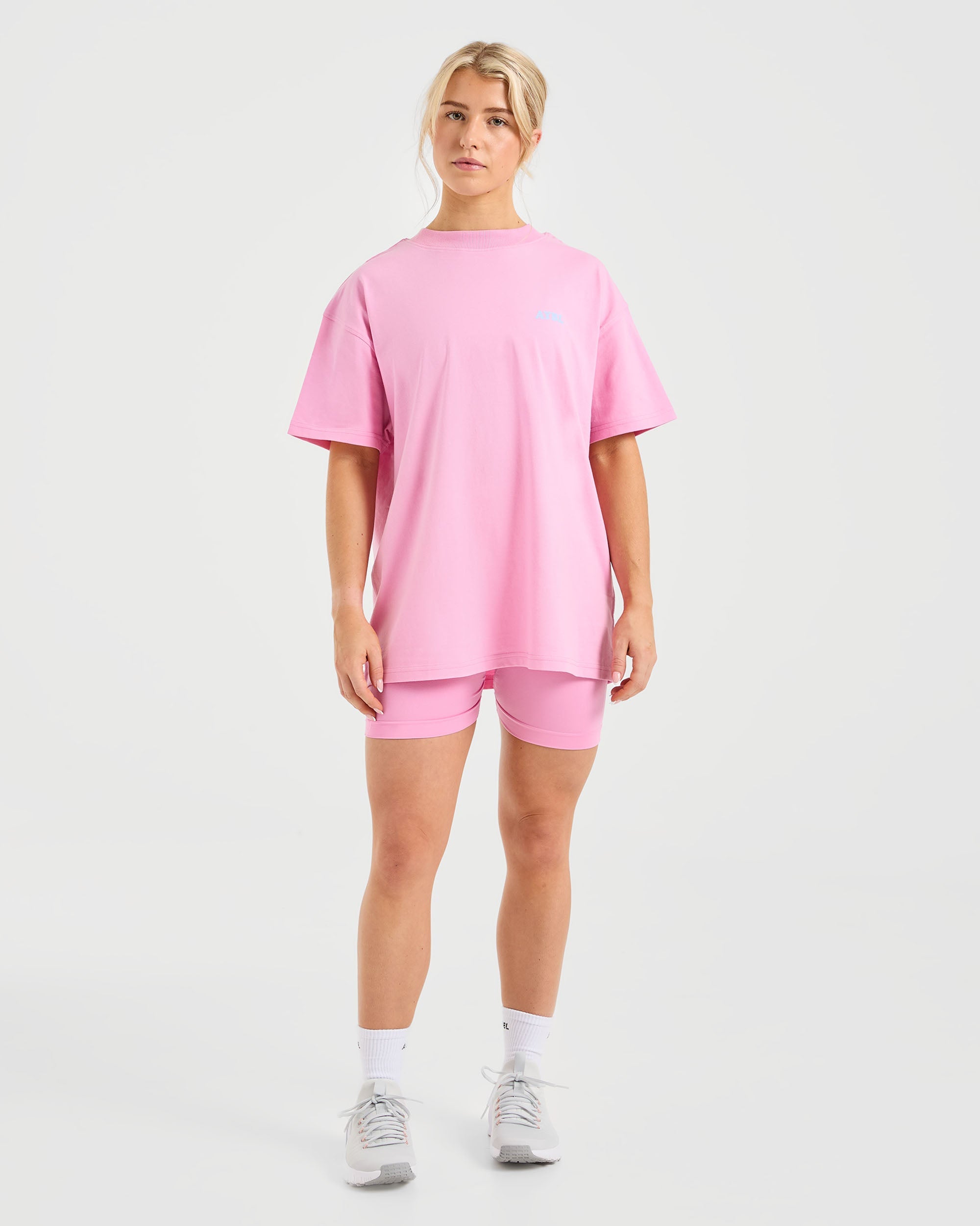 Sports Club Wavy Oversized T Shirt - Baby Pink