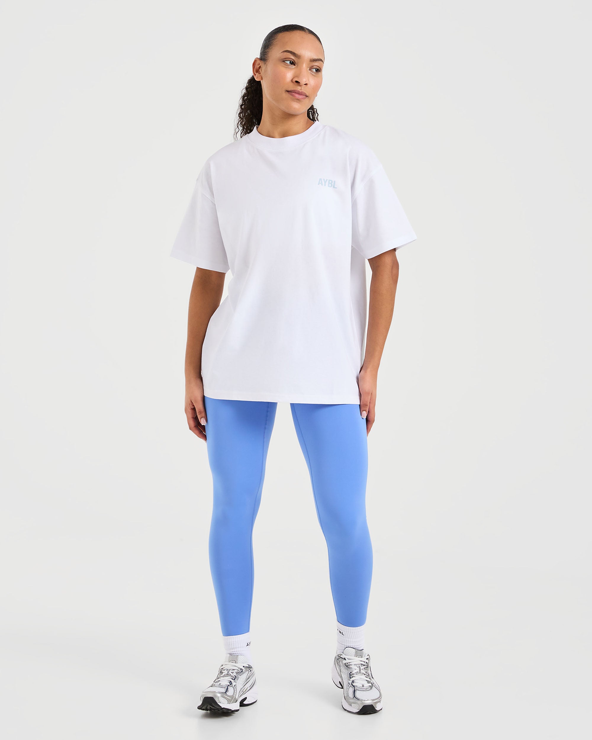 Show Up Oversized T Shirt - White/Blue