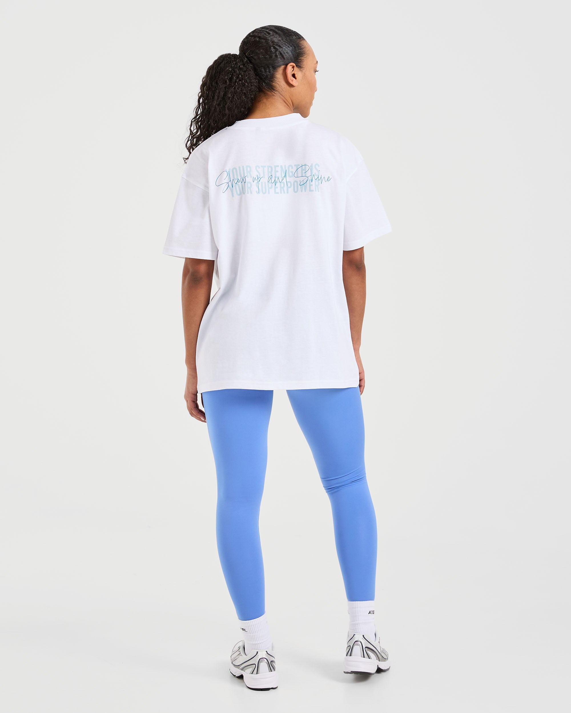 Show Up Oversized T Shirt - White/Blue