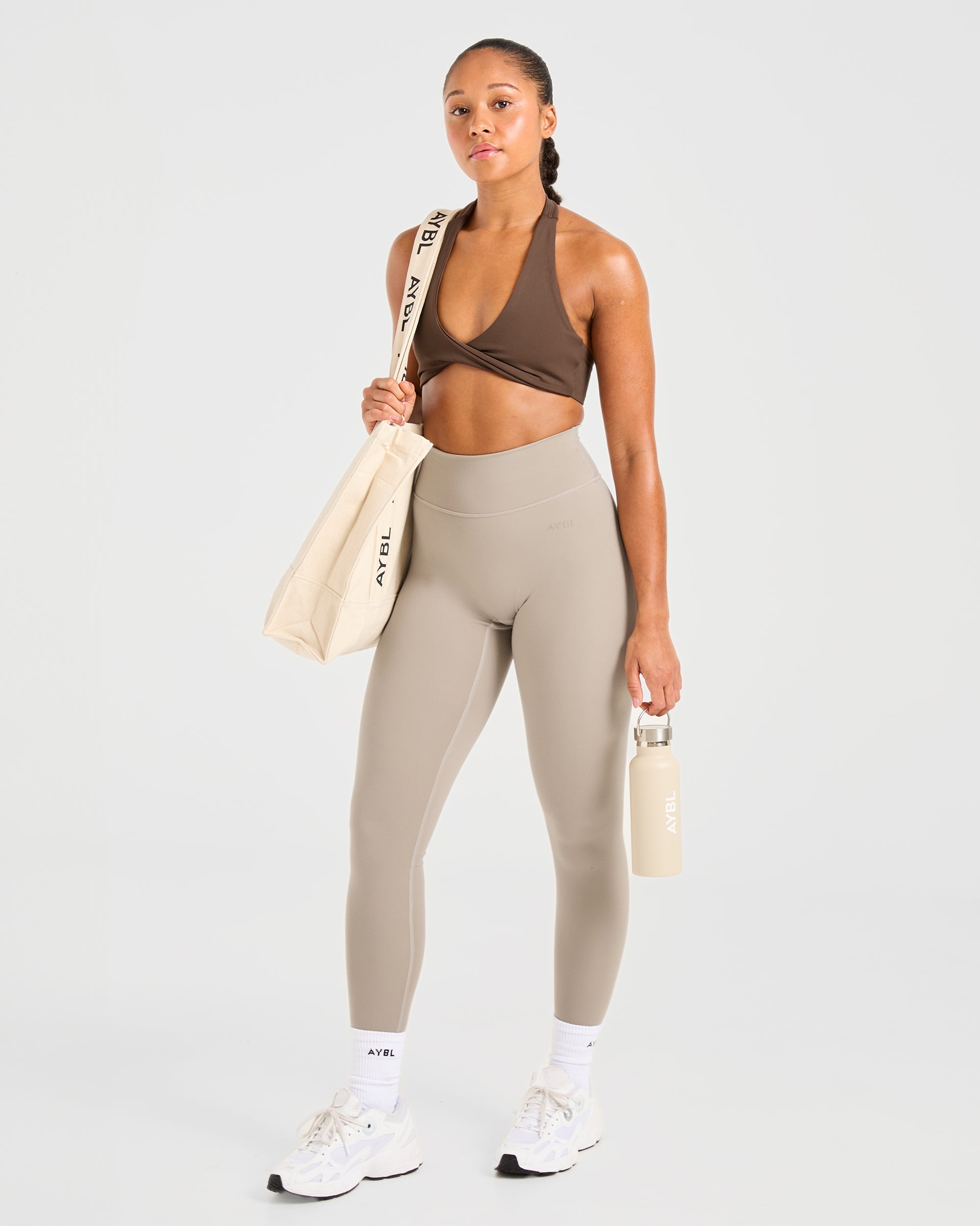 Essential Halterneck Sports Bra - Deep Cocoa Brown