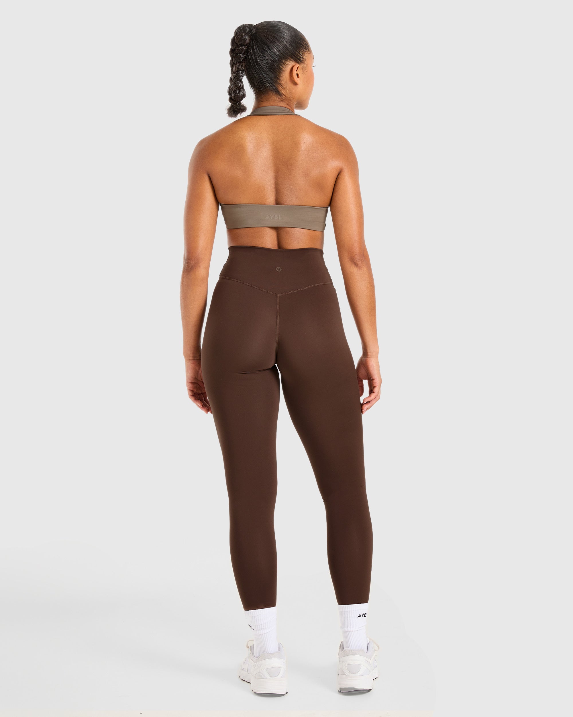 Essential Halterneck Sports Bra - Mocha Brown