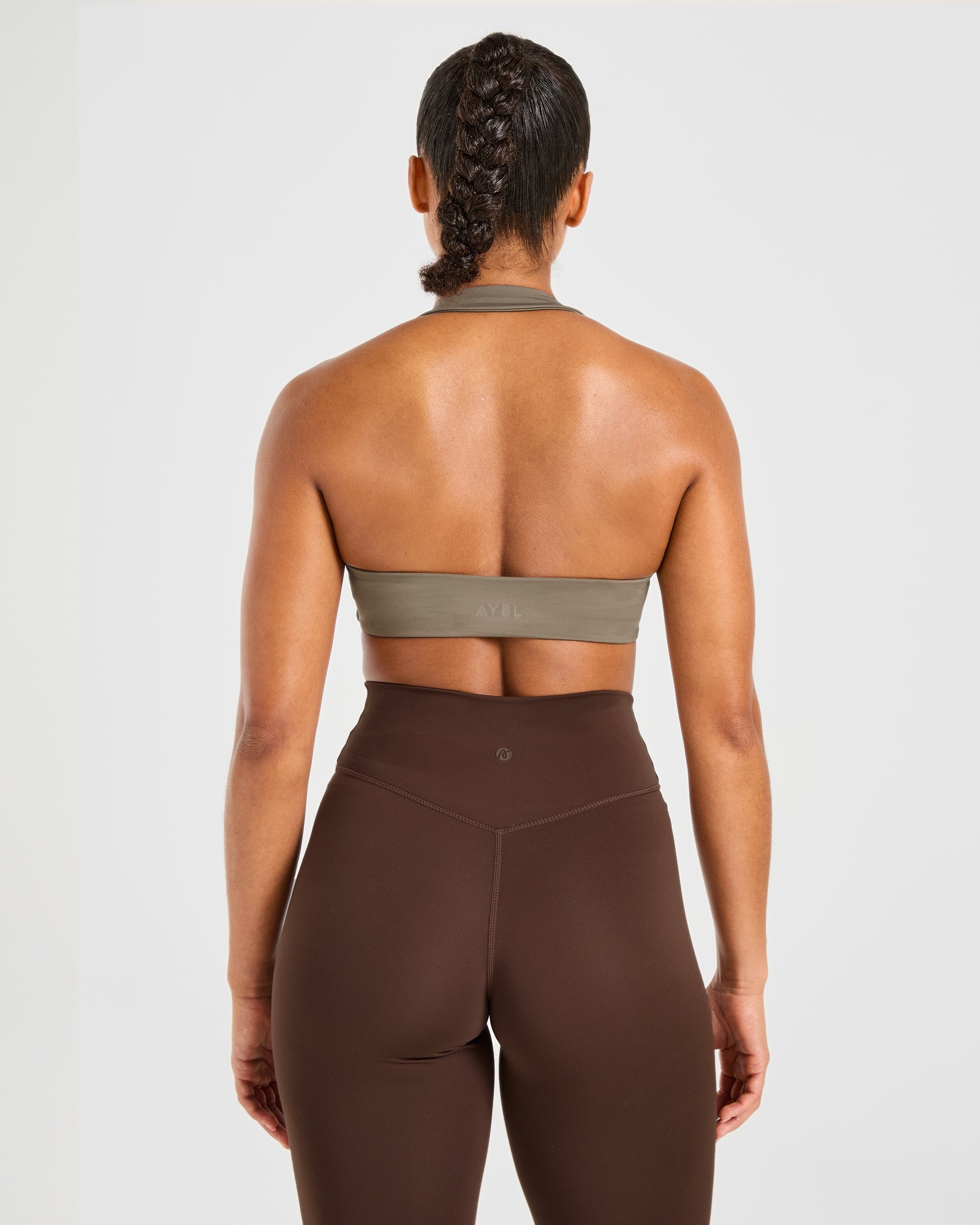 Essential Halterneck Sports Bra - Mocha Brown