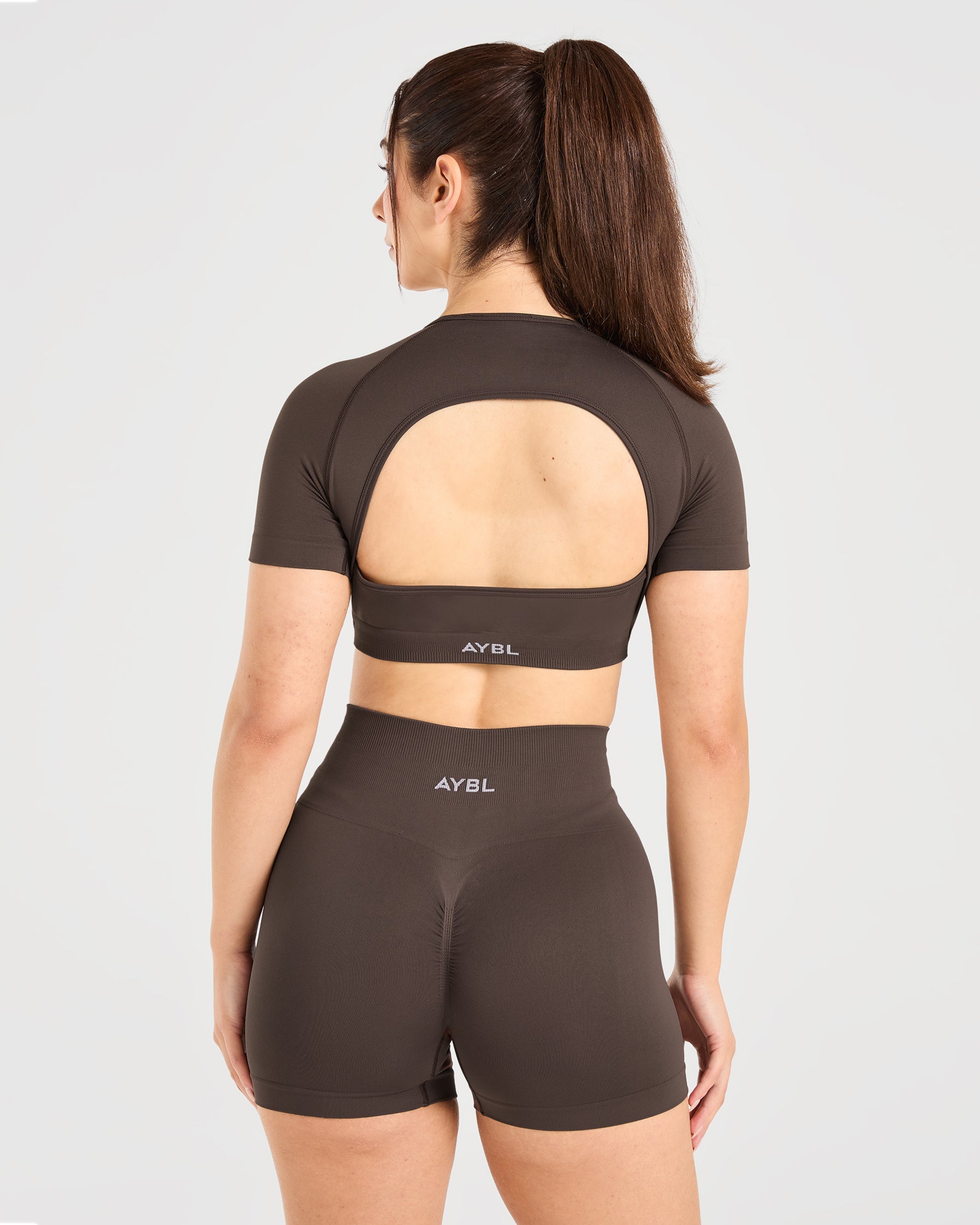 Power Seamless Crop Top - Chestnut Brown