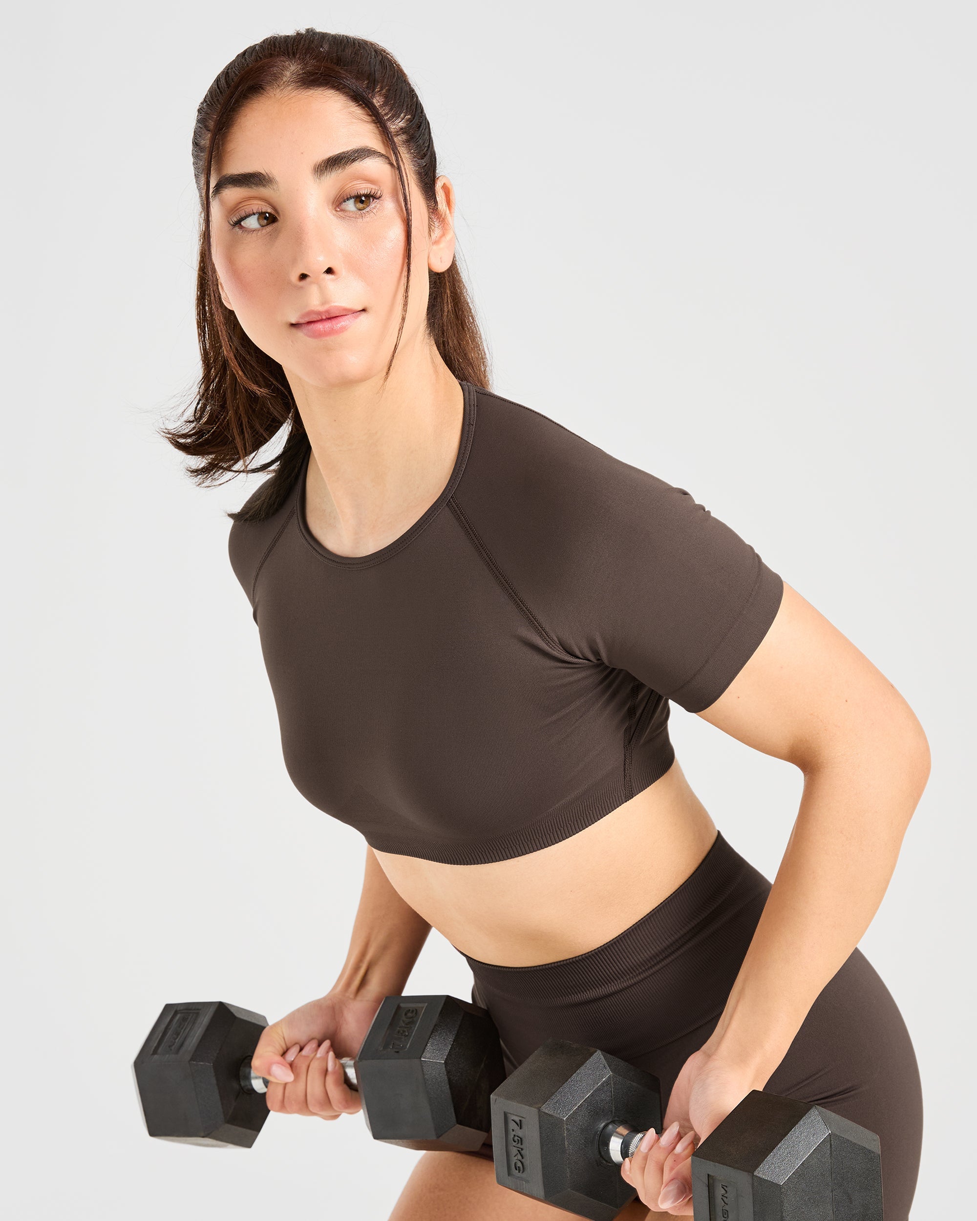 Power Seamless Crop Top - Chestnut Brown