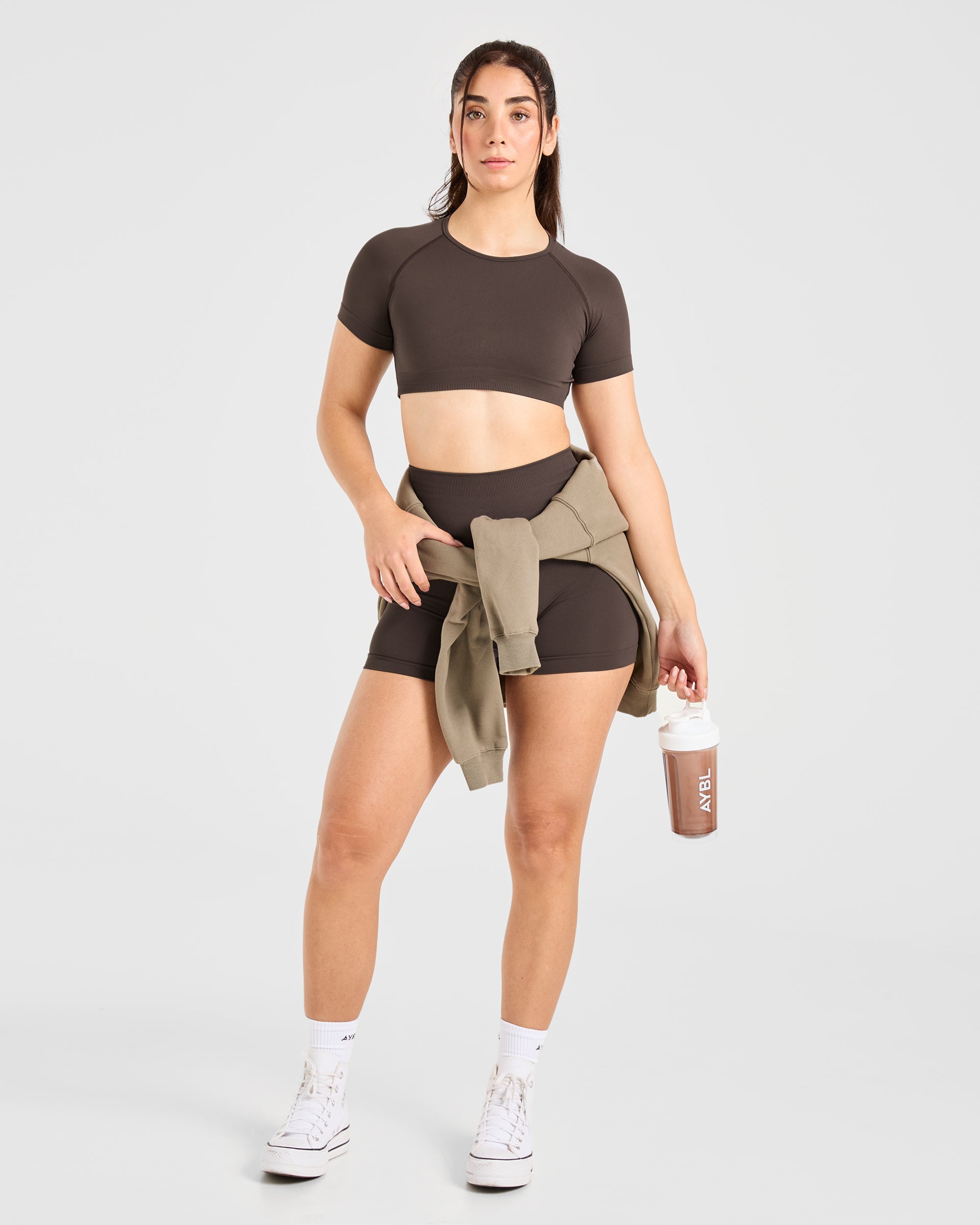 Power Seamless Crop Top - Chestnut Brown