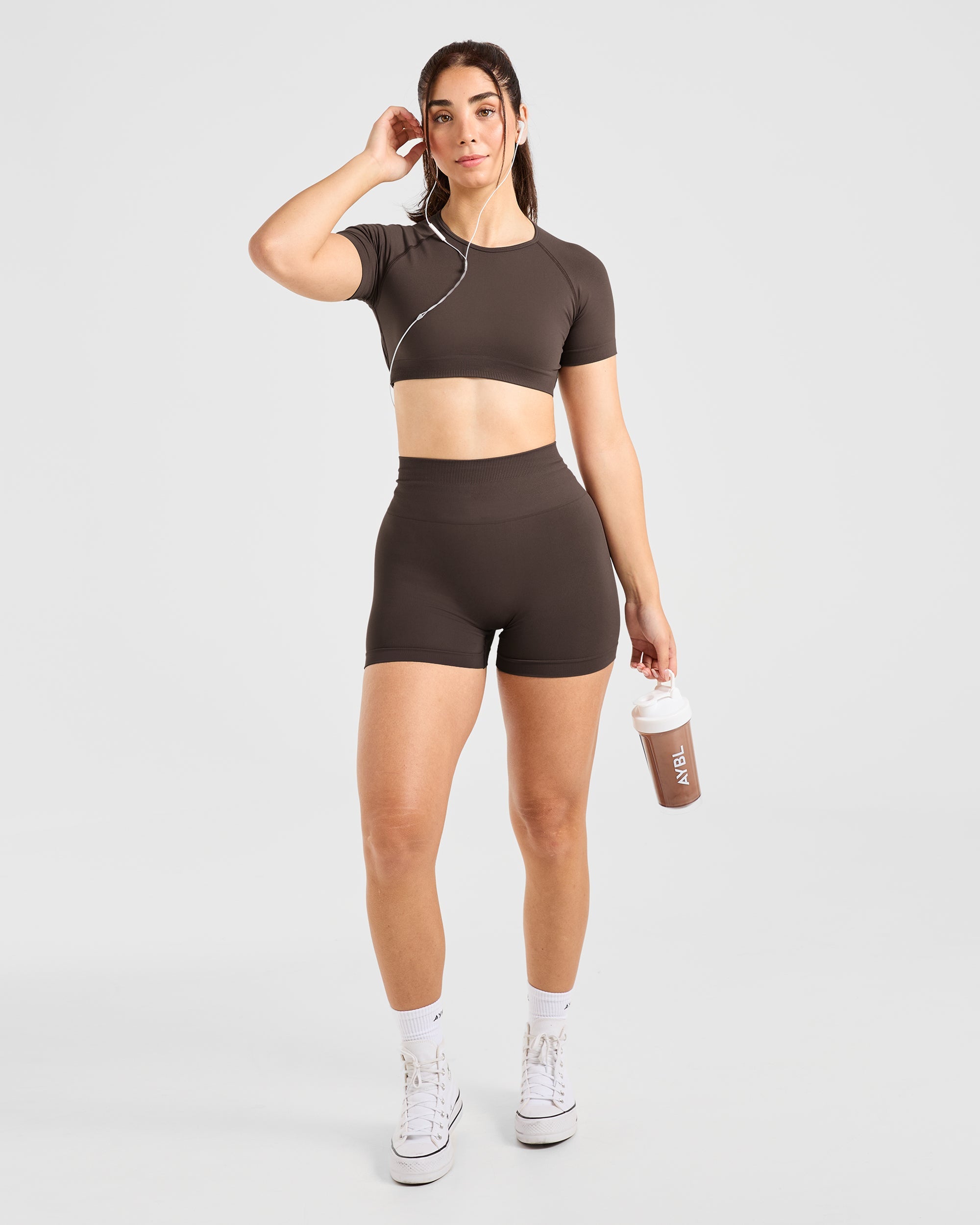 Power Seamless Shorts - Chestnut Brown