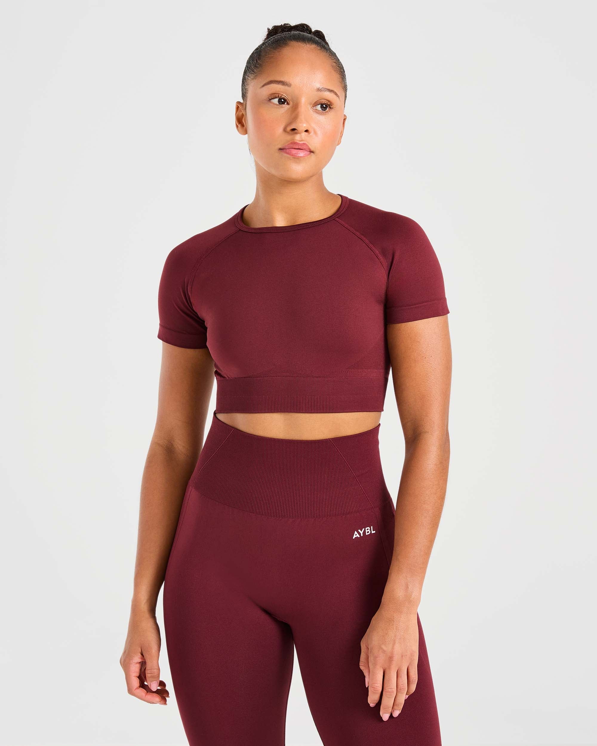 Empower Seamless Crop Top - Red Wine