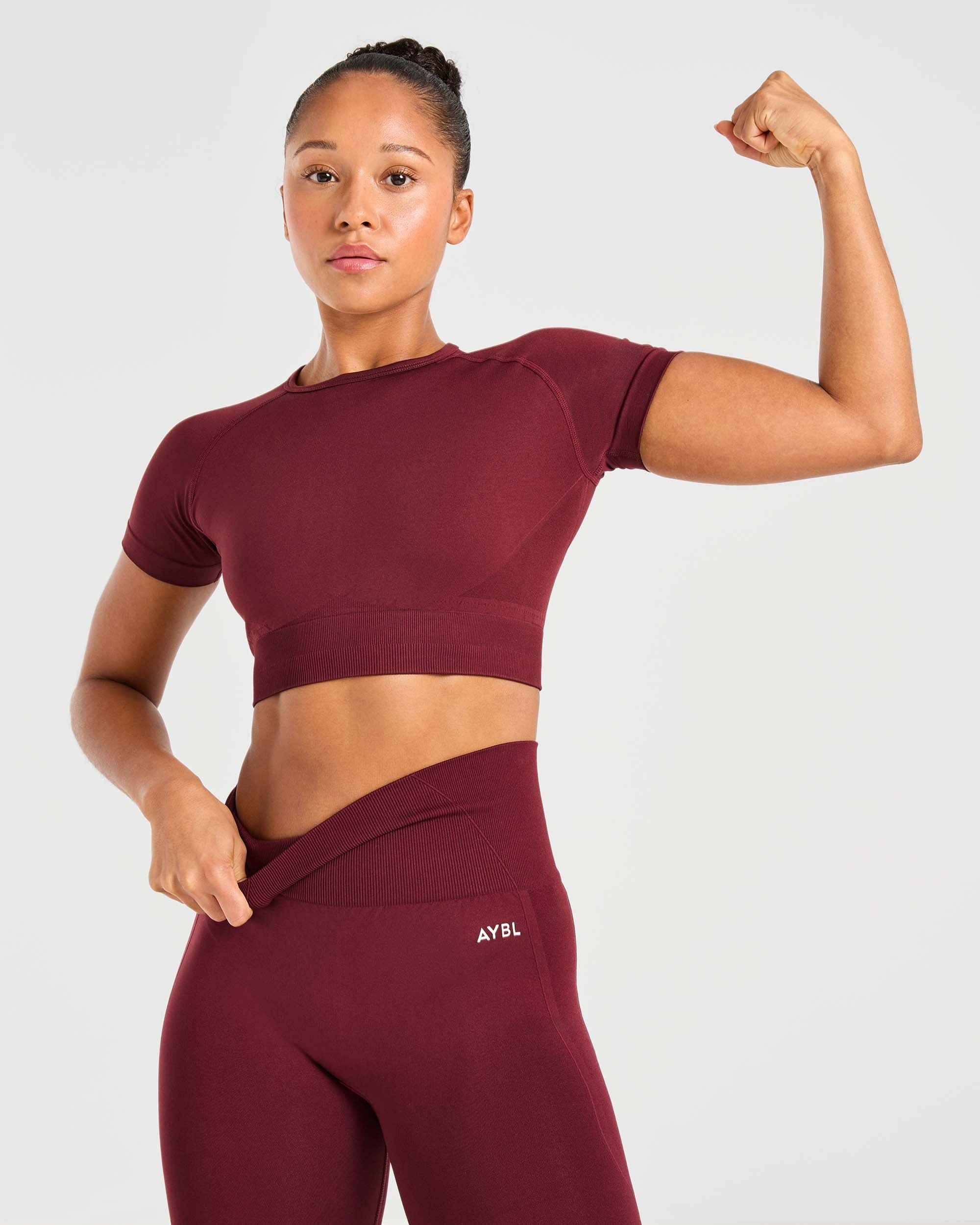 Empower Seamless Crop Top – Rotwein