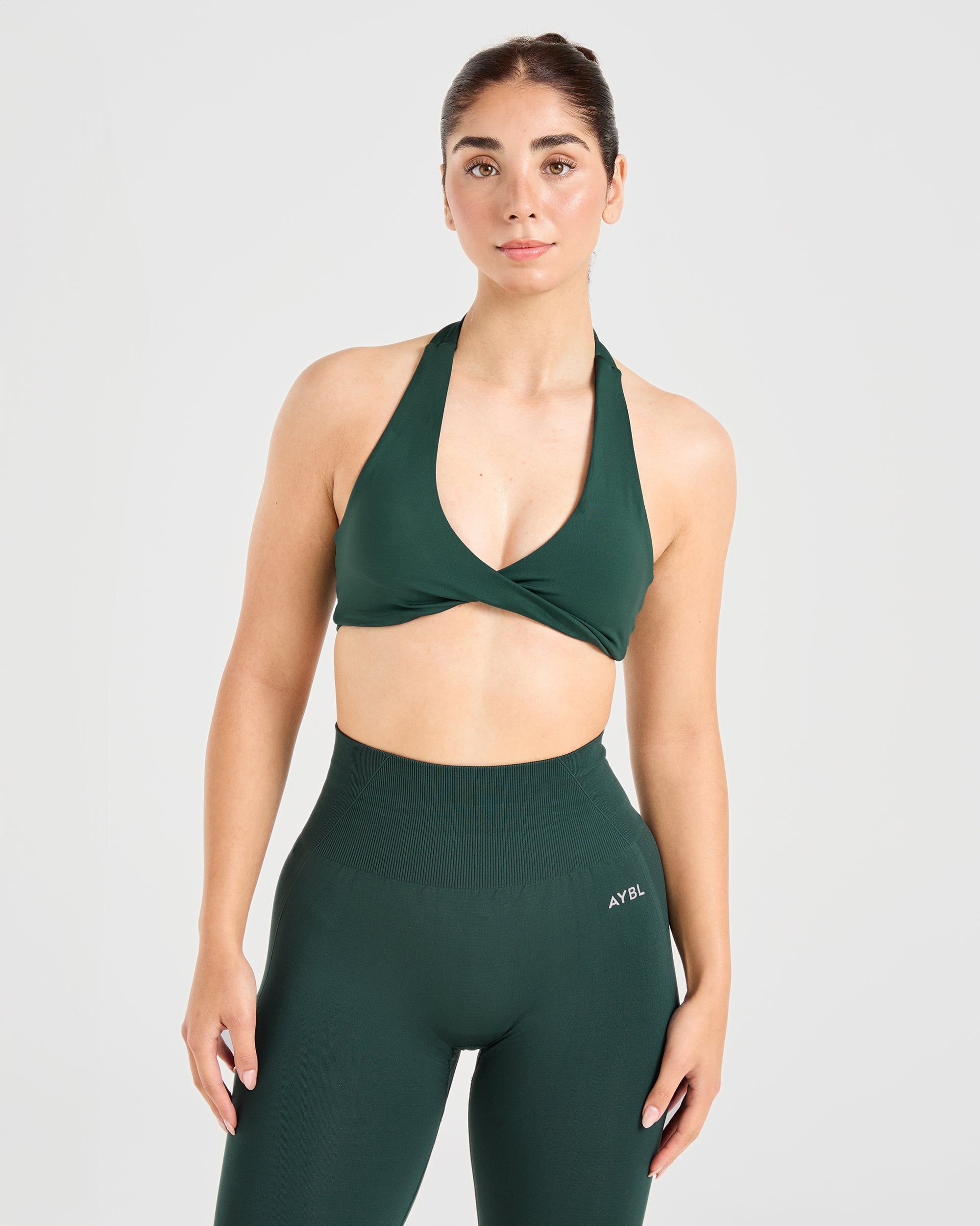 Essential Halterneck Sports Bra - Deep Green