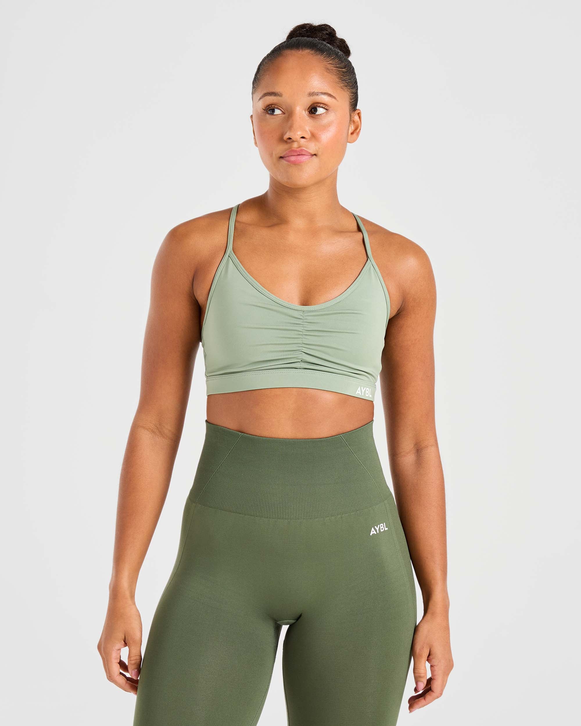 Soutien-gorge de sport froncé Essential - Vert olive