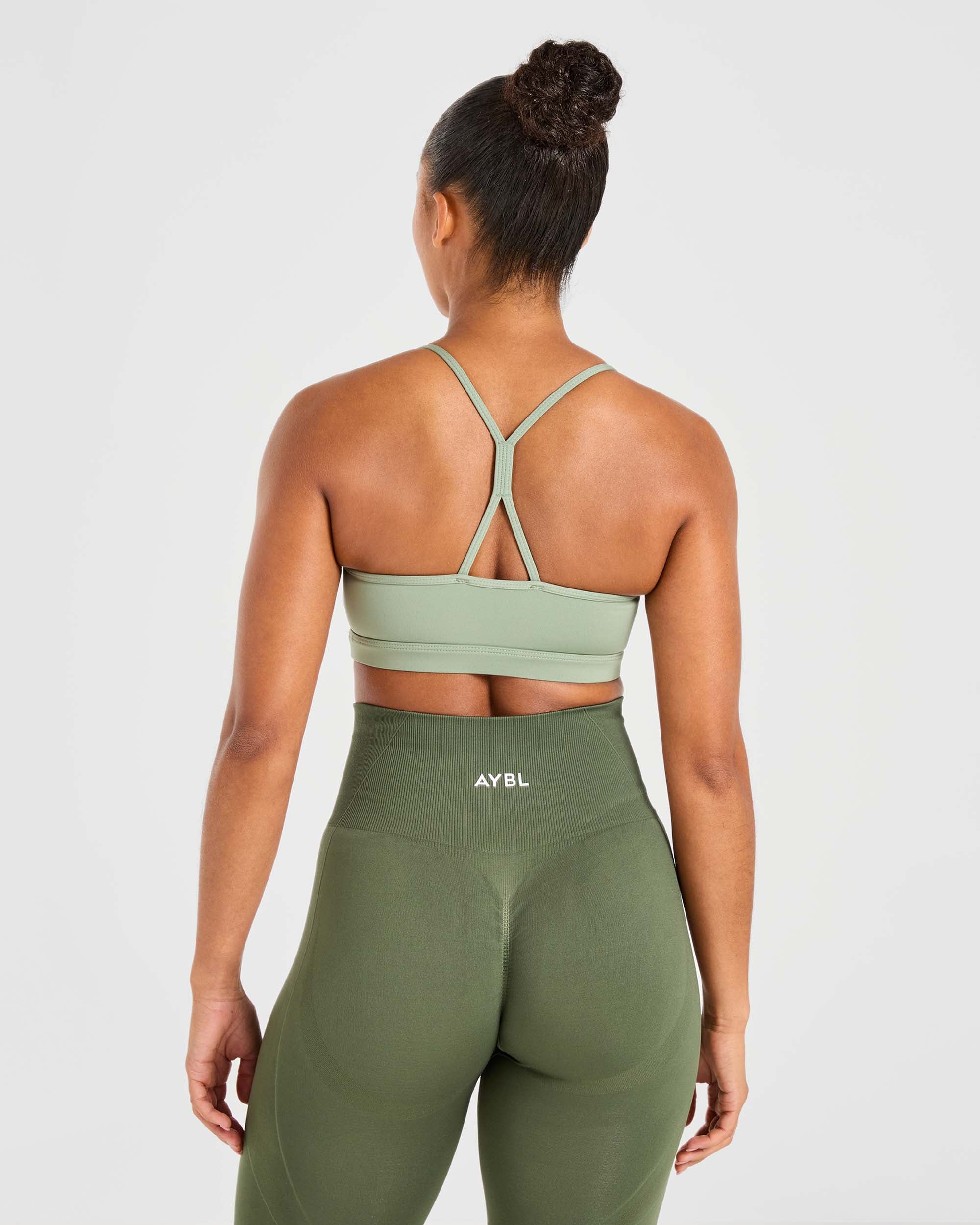 Essential Ruched Sports Bra - Olive Green