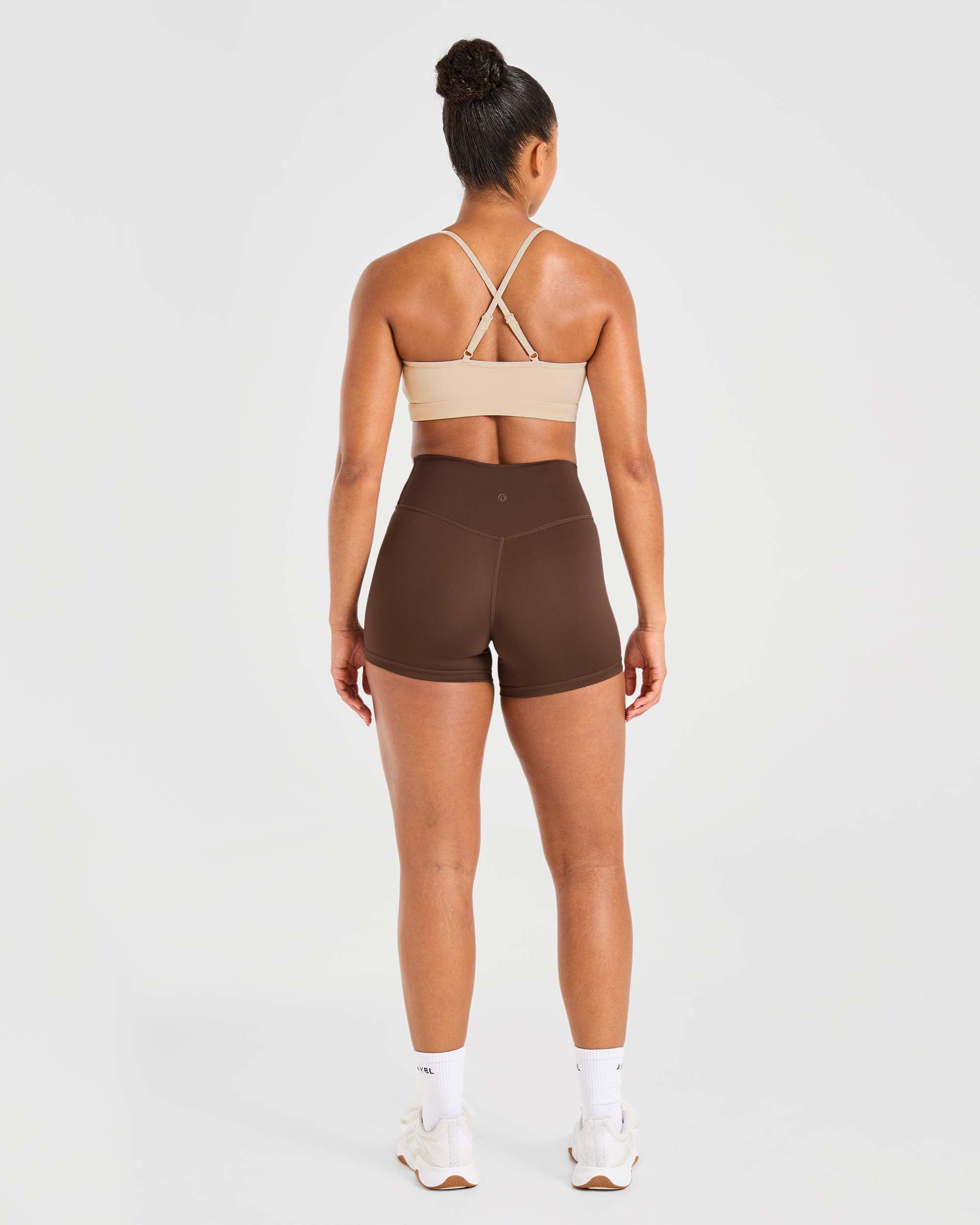 Essential V Neck Sports Bra - Mocha