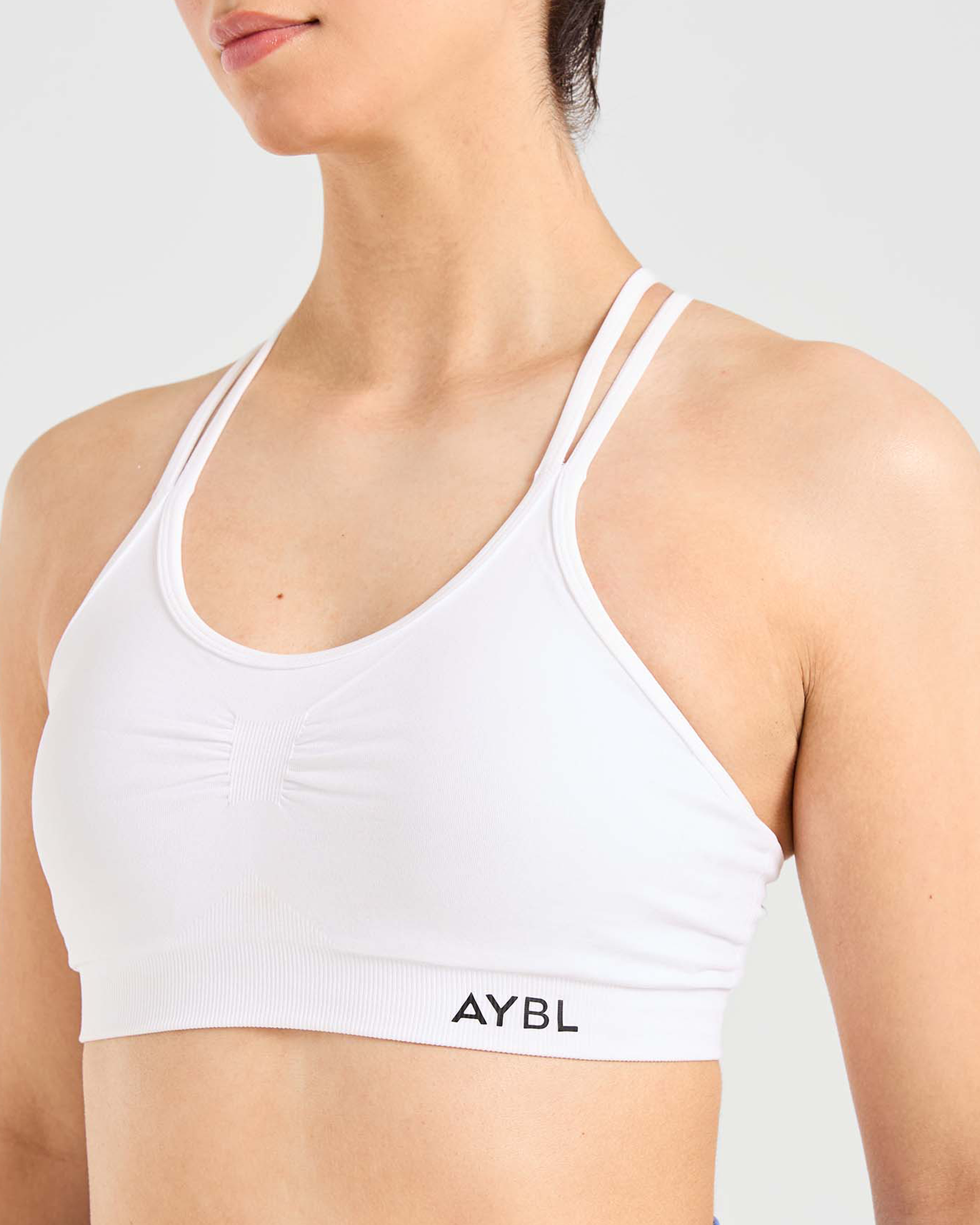 Essential Seamless Ruched Sports Bra - White