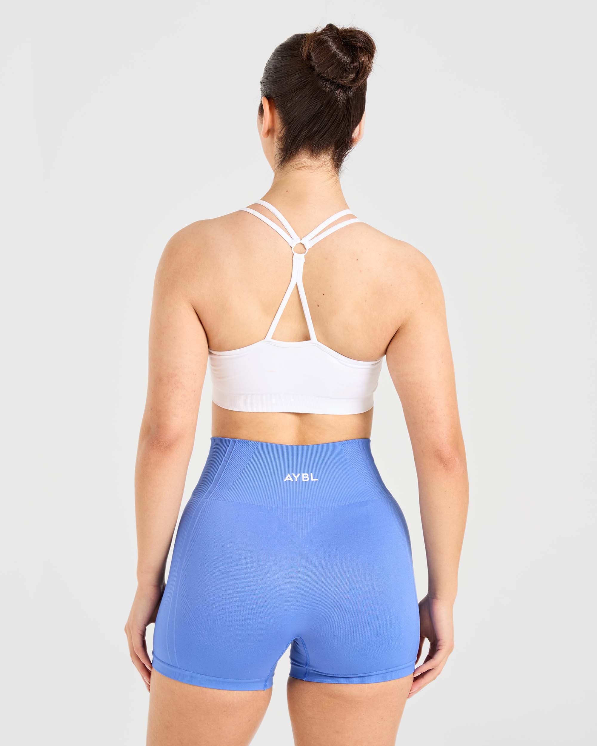 Essential Seamless Ruched Sports Bra - White