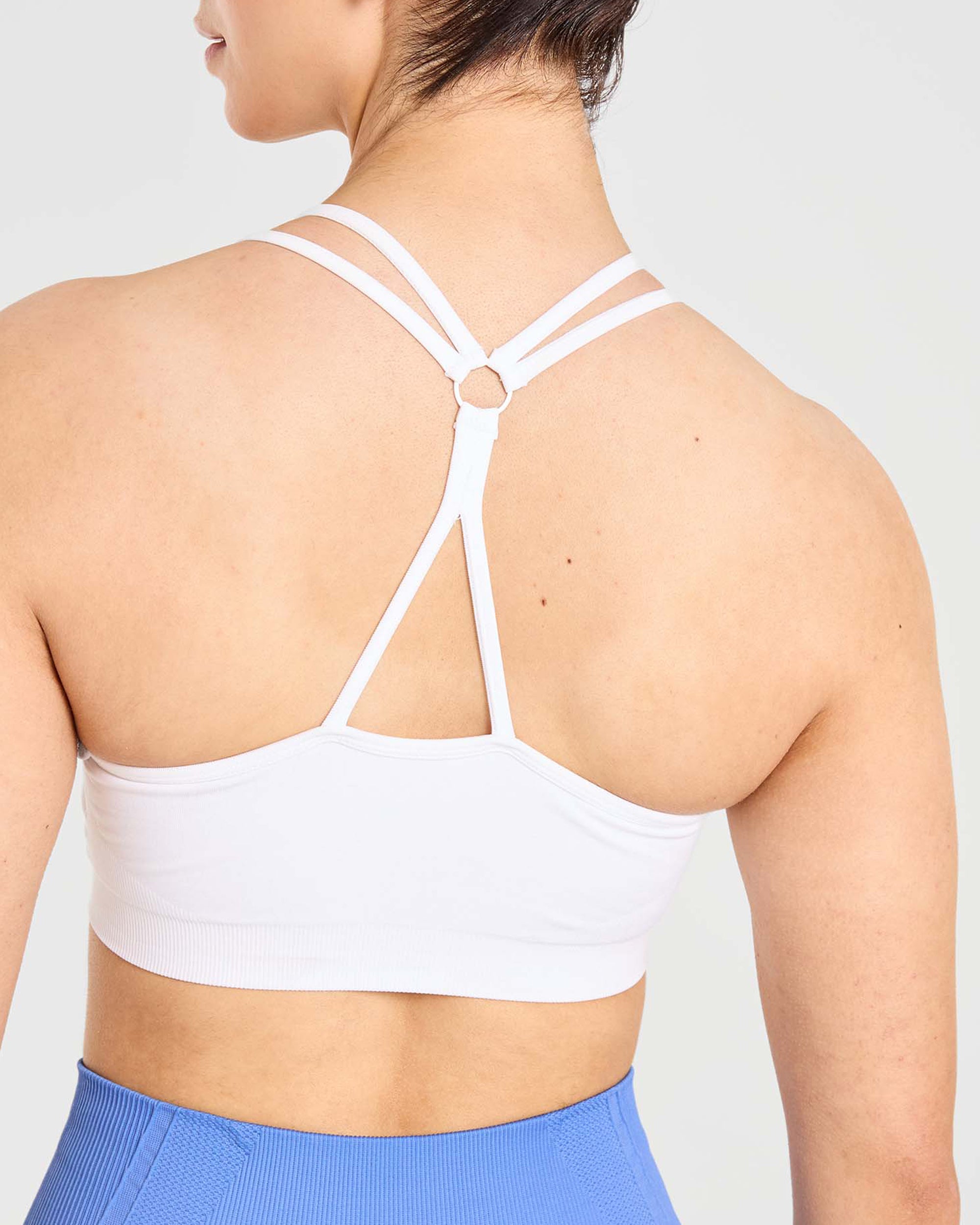 Essential Seamless Ruched Sports Bra - White