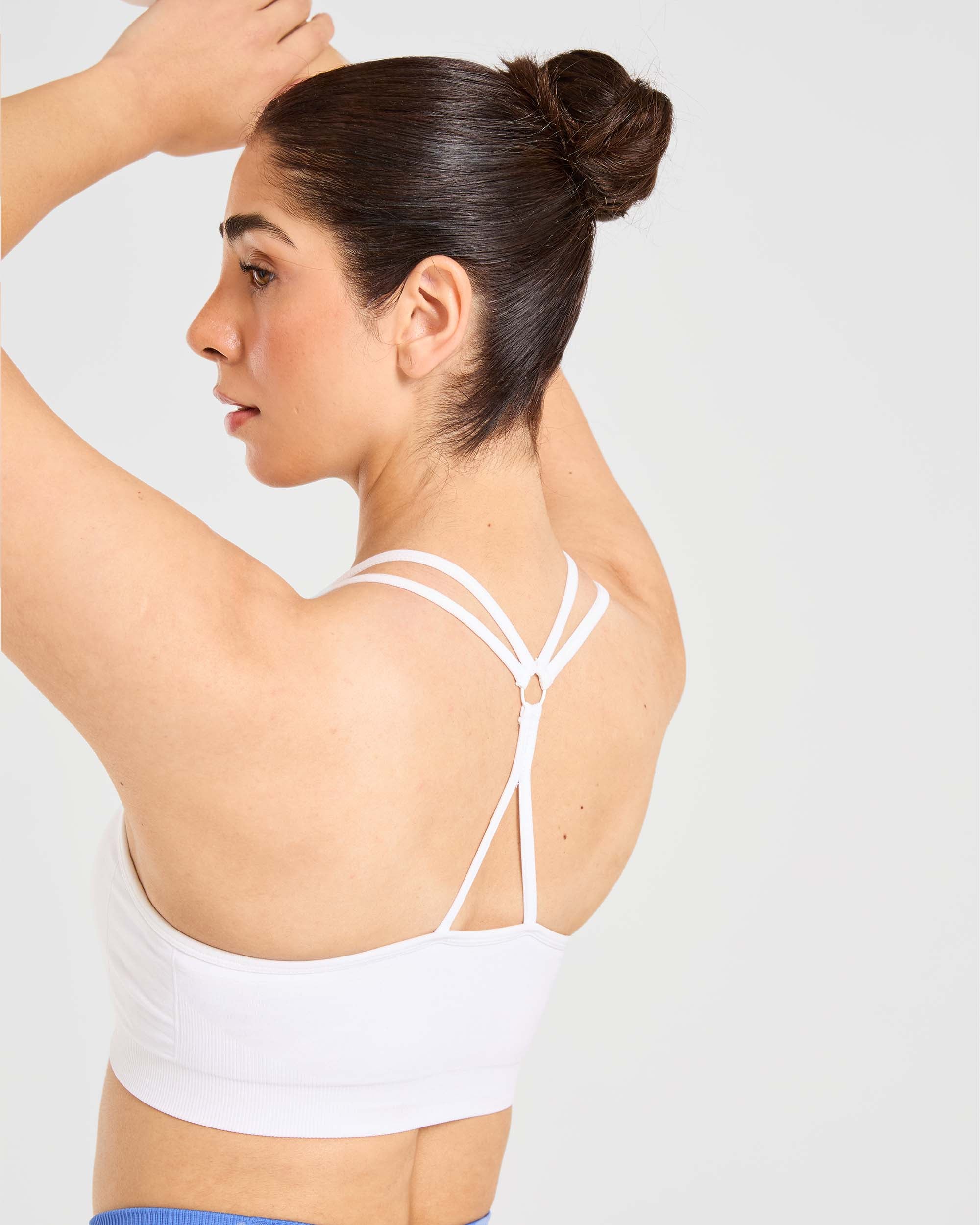 Essential Seamless Ruched Sports Bra - White