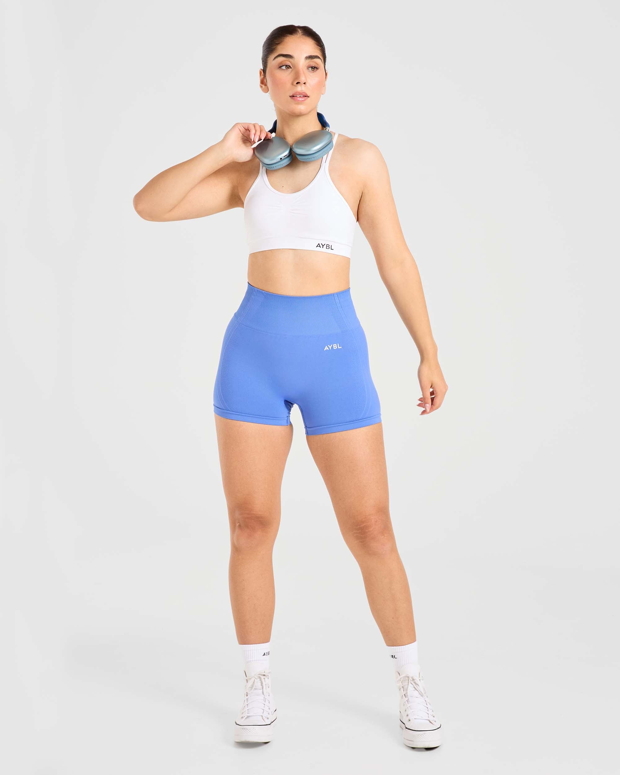 Essential Seamless Ruched Sports Bra - White