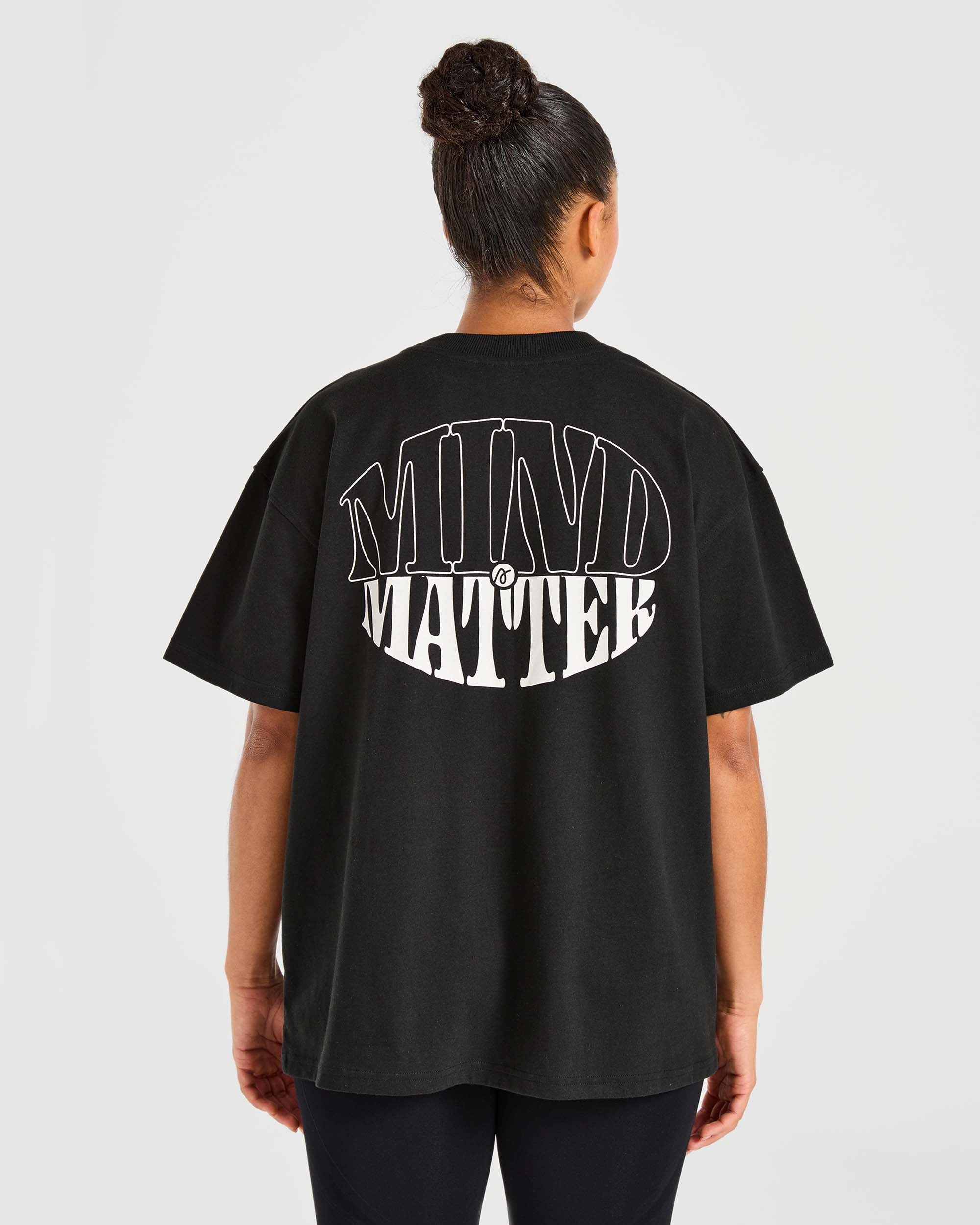 Mind Over Matter Übergroßes T-Shirt – Schwarz