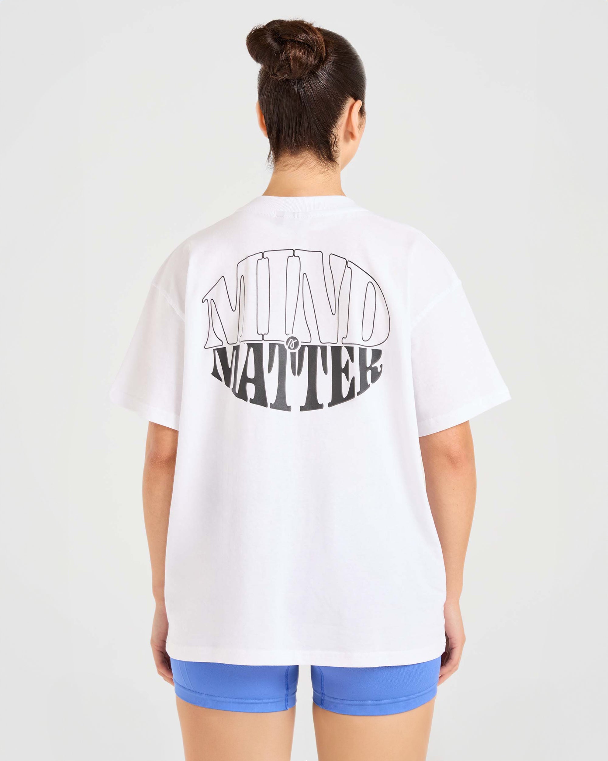 Mind Over Matter Übergroßes T-Shirt – Weiß