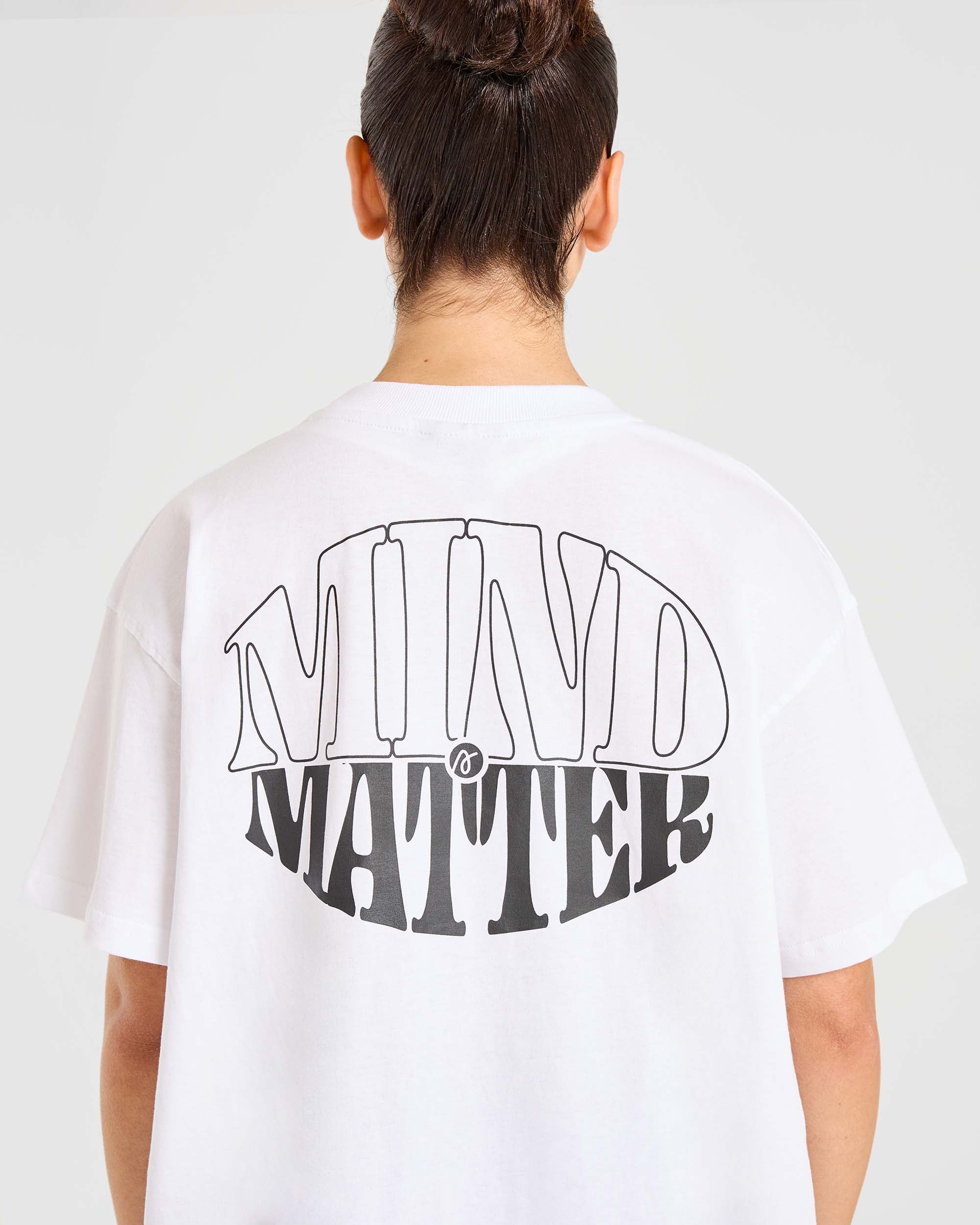 Mind Over Matter Übergroßes T-Shirt – Weiß