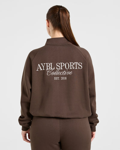 Sports Collective Oversized 1/4 Zip Pullover - Brown