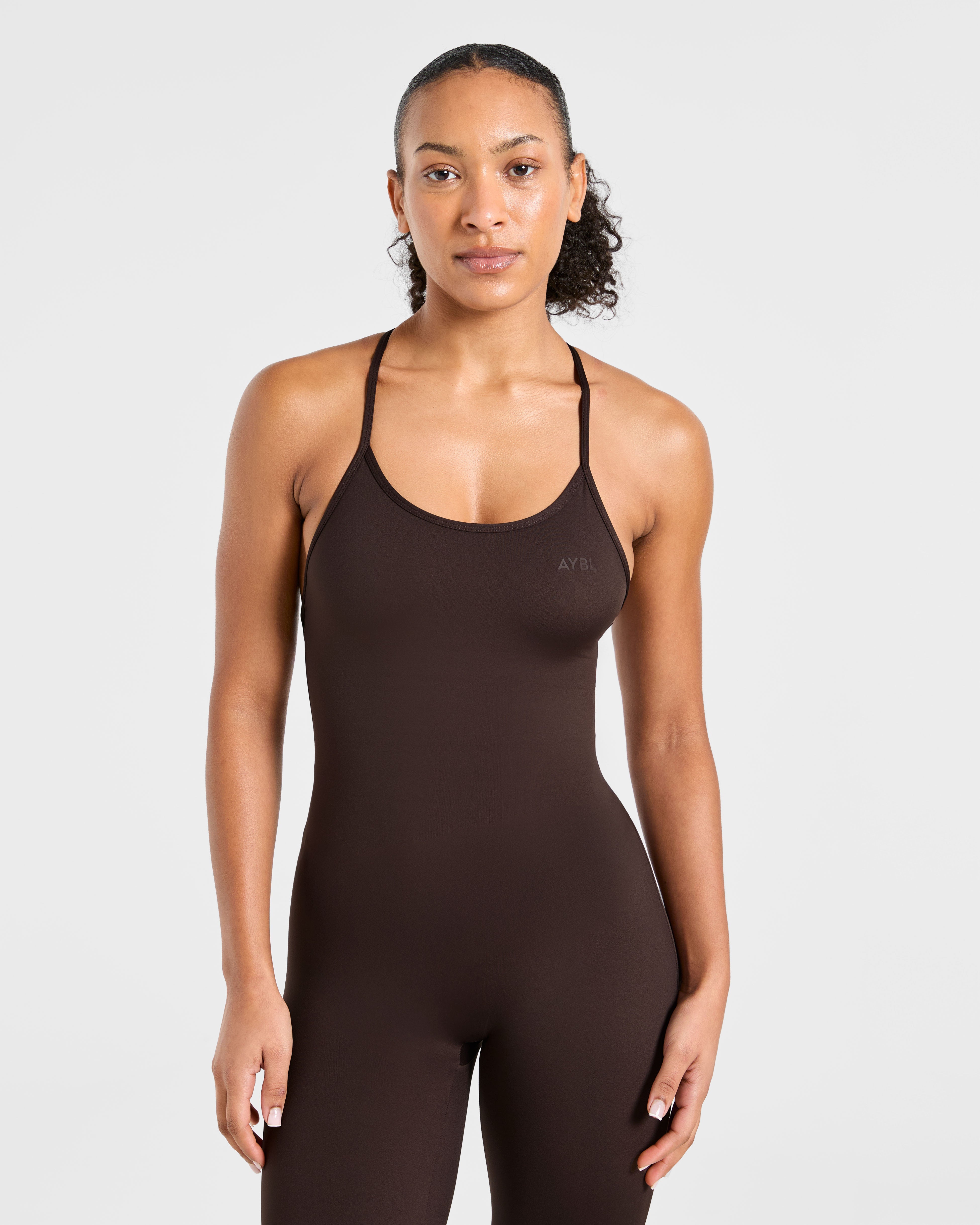 Sculpt Backless Flared All In One - Deep Cocoa Brown