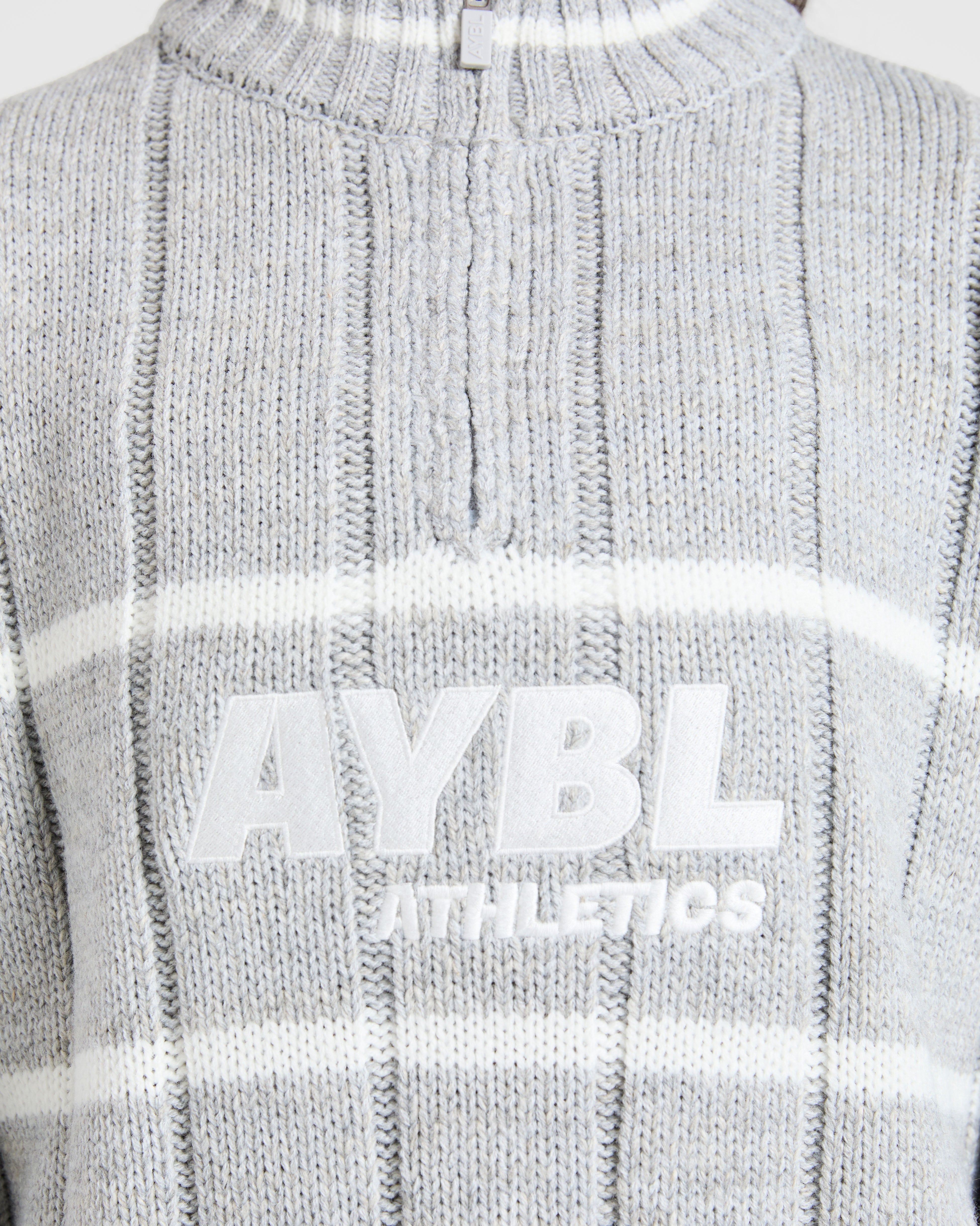 Athletics Oversized Knitted 1/4 Zip - Grey Marl