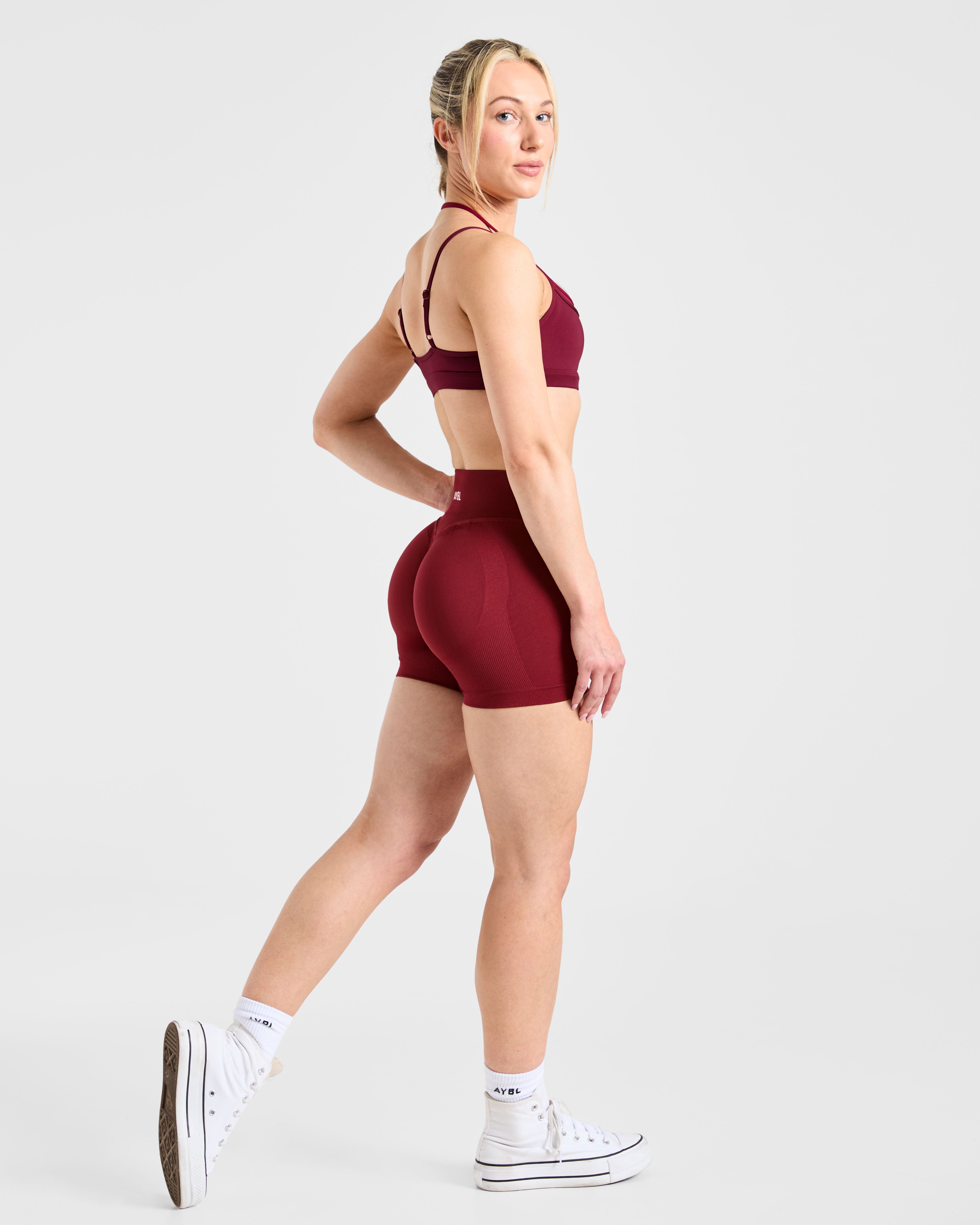 Essential Double Layer Sports Bra - Burgundy