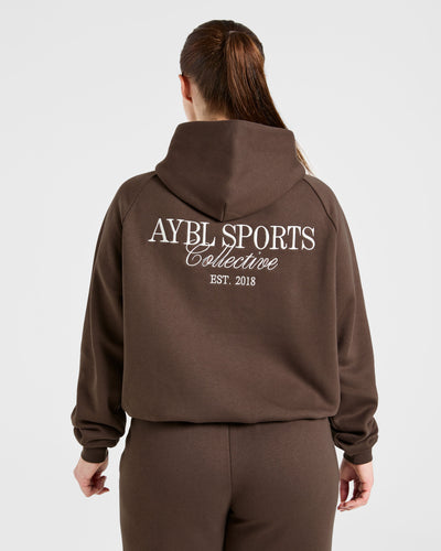 Sports Collective Oversized Hoodie - Brown