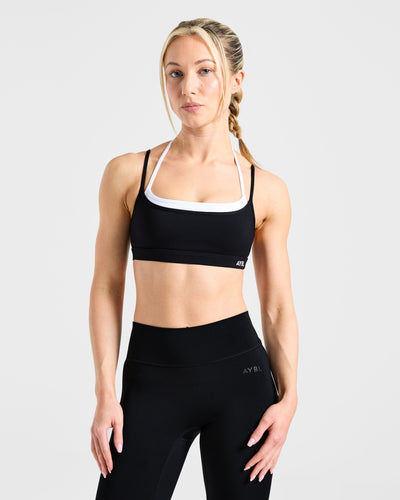 Essential Double Layer Sports Bra - Black/White