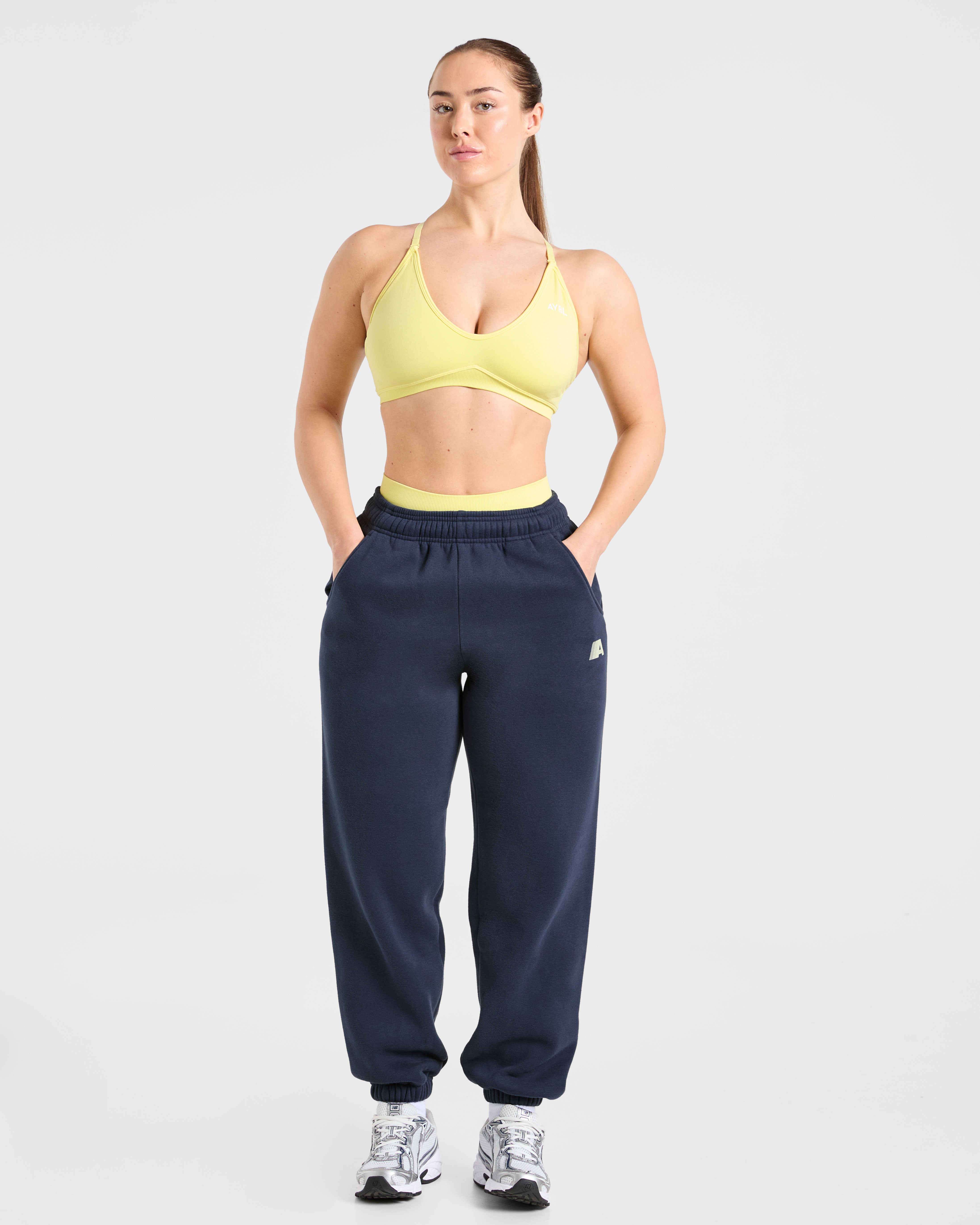 Retro Athletics Oversized Joggers - Navy/Yellow