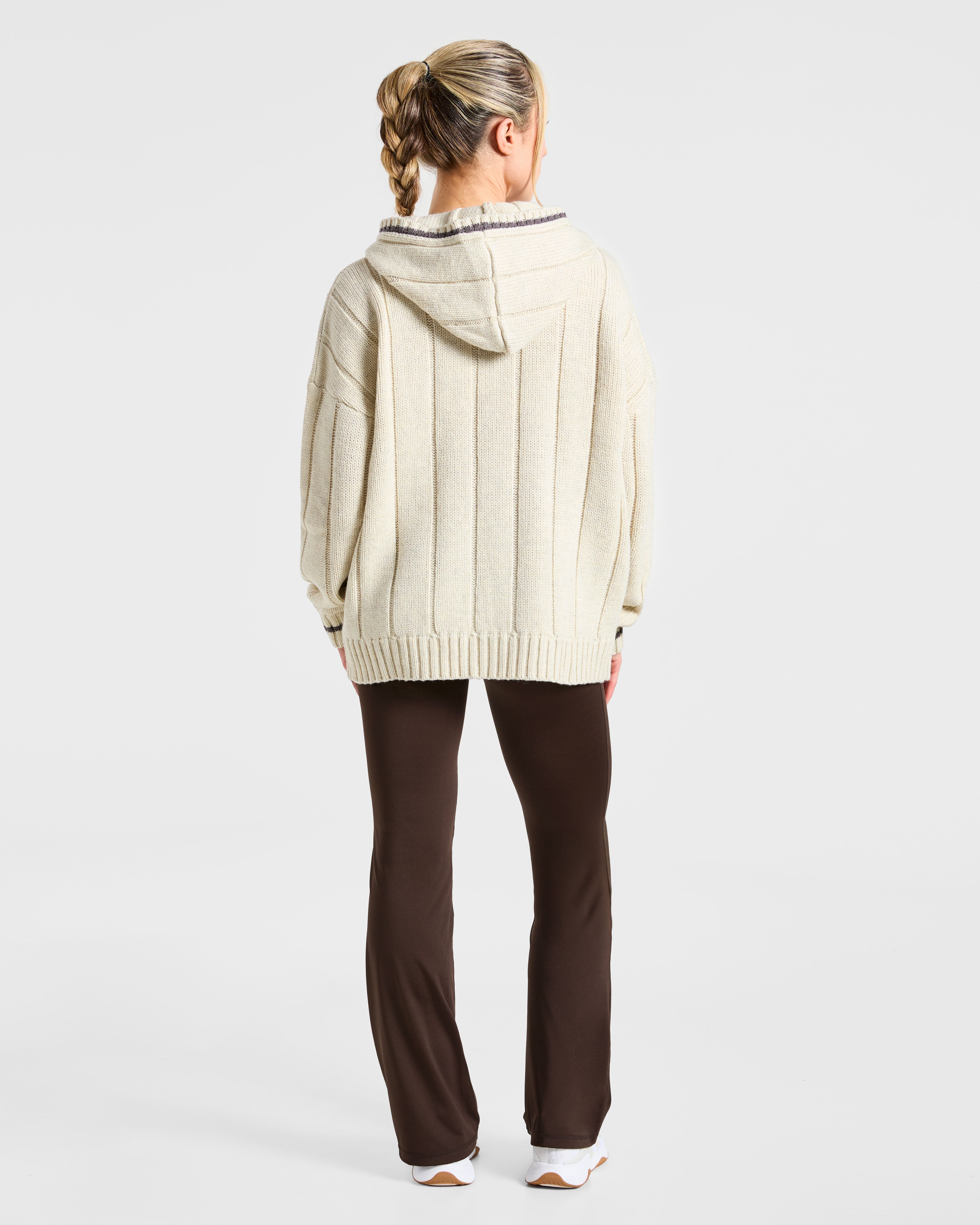 Athletics Oversized Knitted Hoodie - Oatmeal