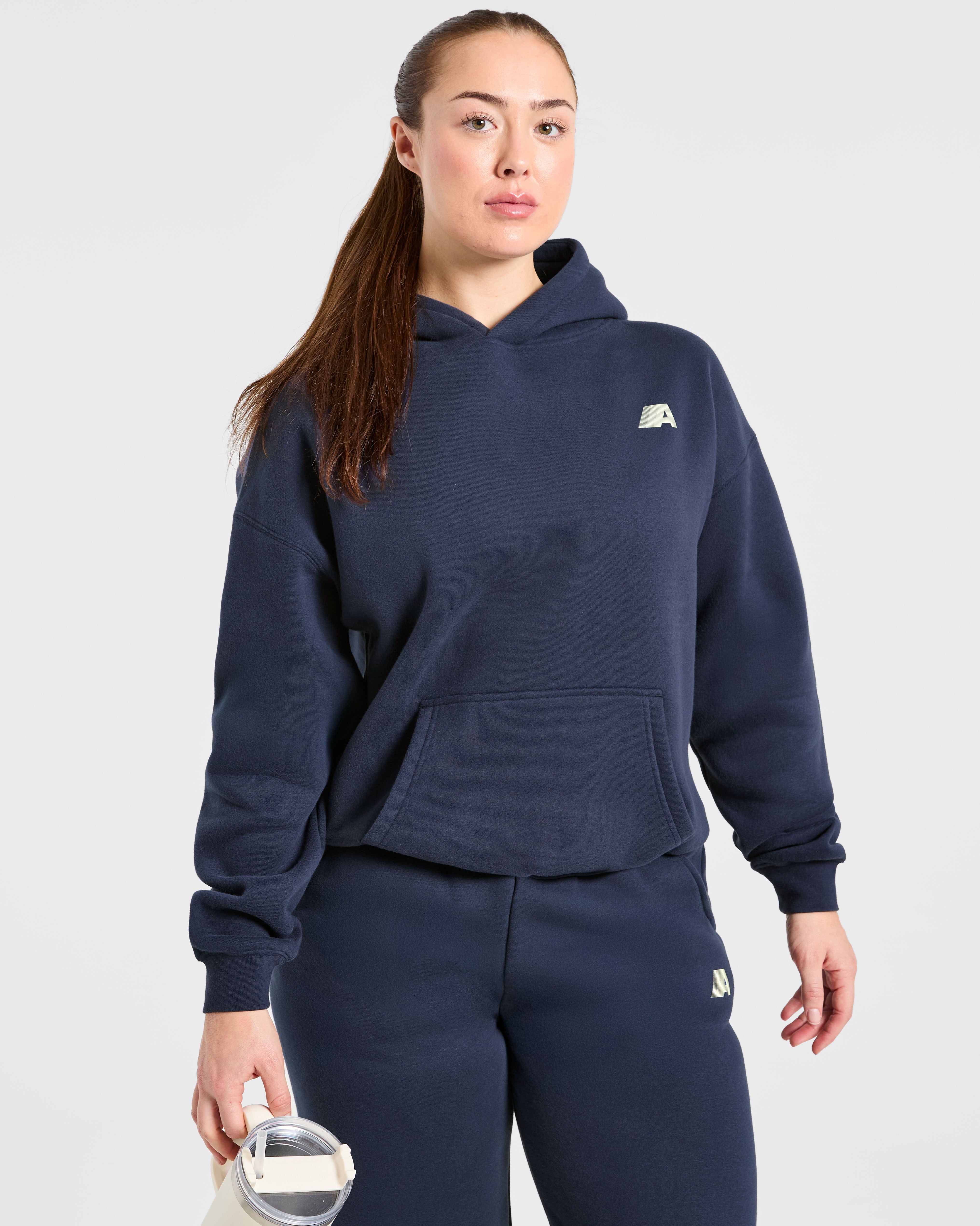 Retro Athletics Oversized Hoodie - Navy/Yellow