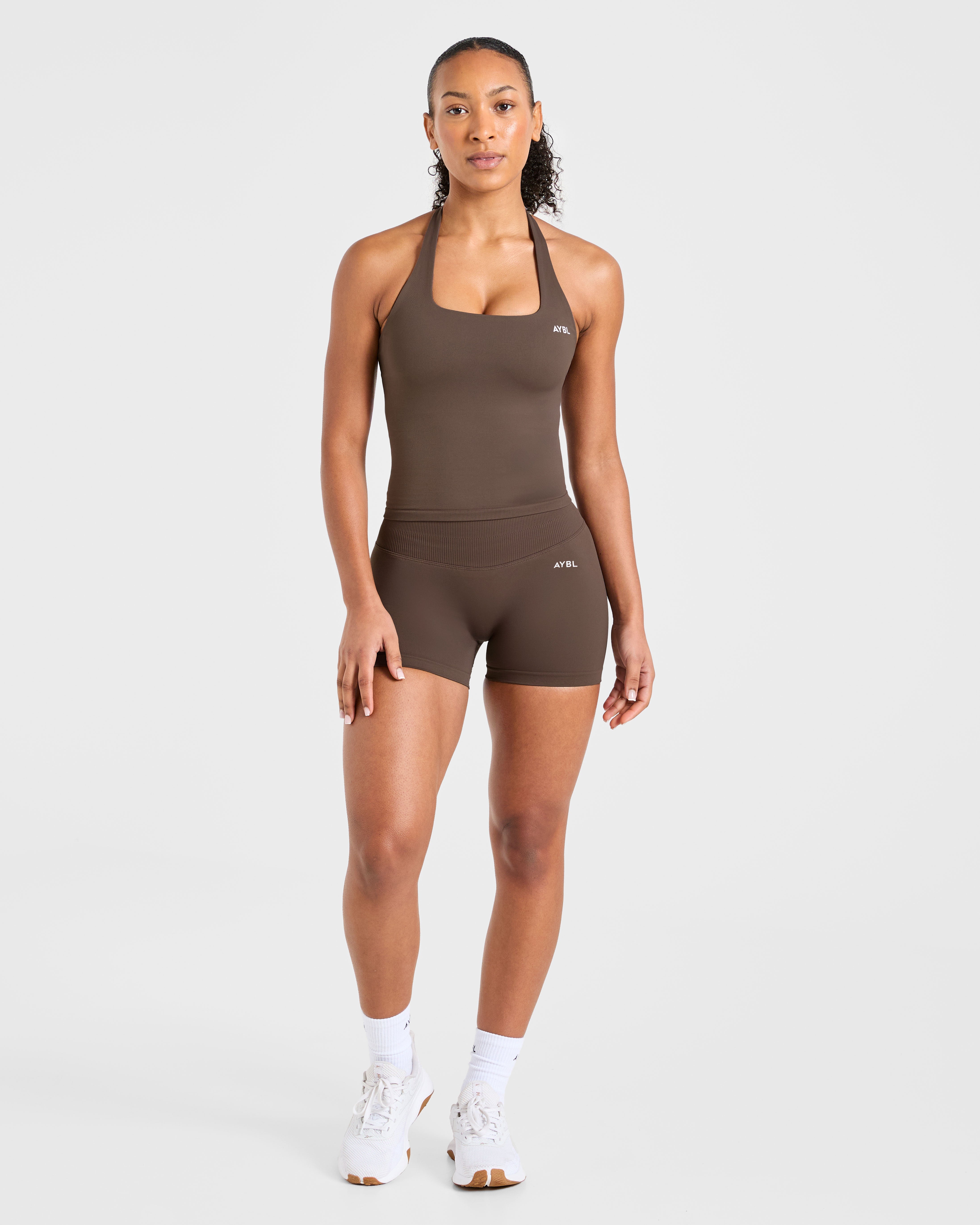Enhance Seamless Halterneck Top - Brown