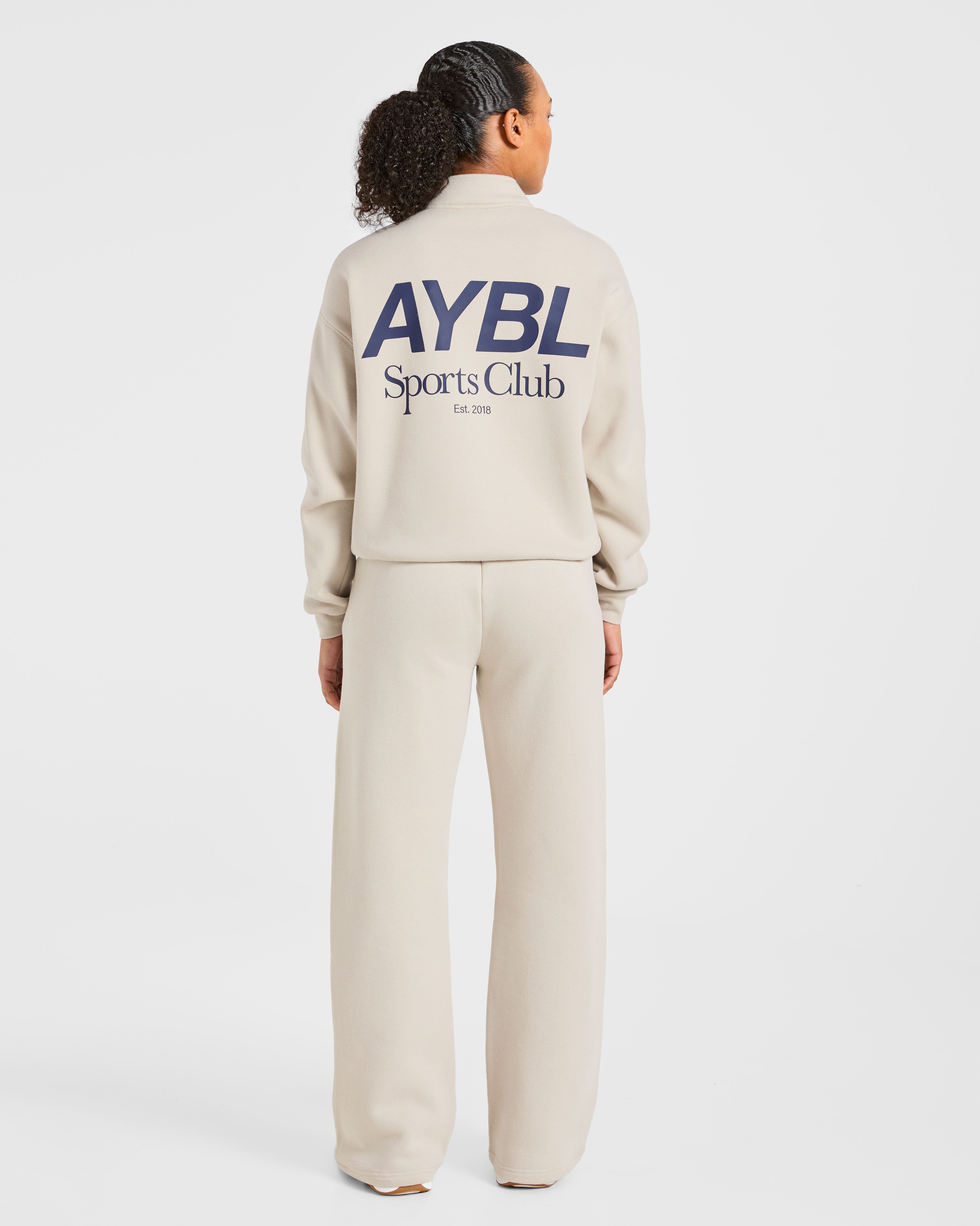 Sports Club Oversized 1/4 Zip Pullover - Sand/Navy