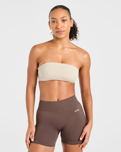 Essential Bandeau Sports Bra - Taupe Sand