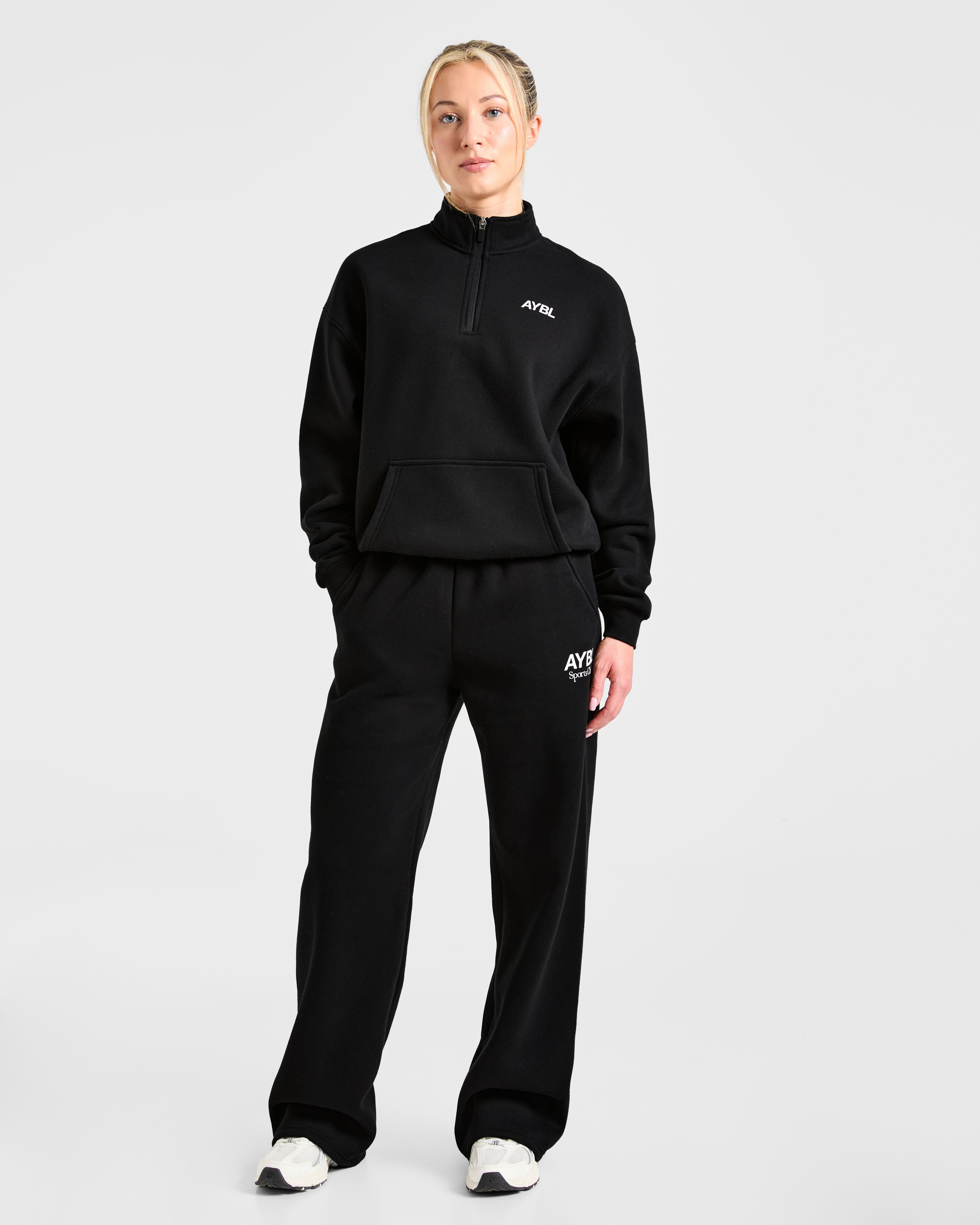 Sports Club Oversized 1/4 Zip Pullover - Black/White