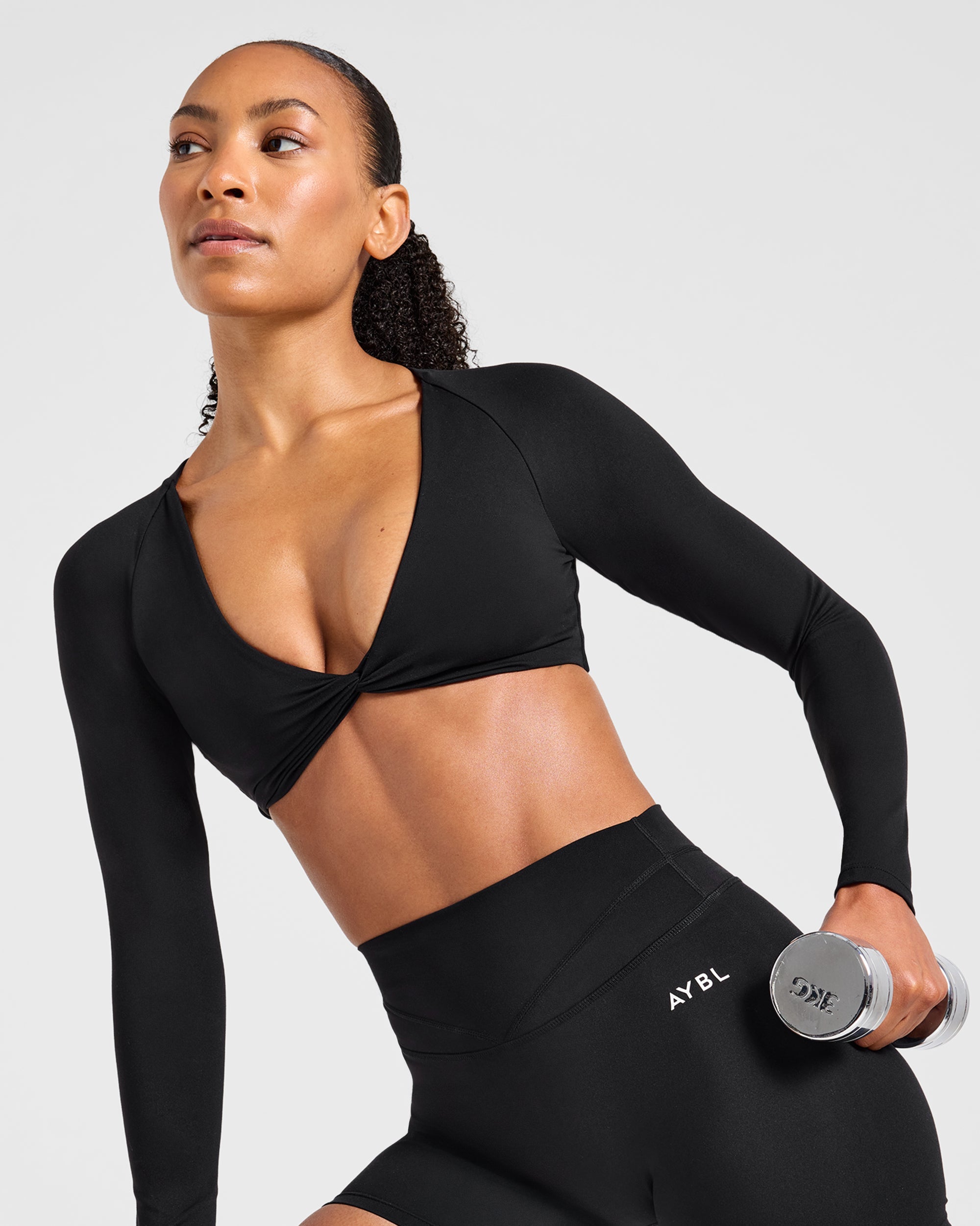 Engage Long Sleeve Crop Top - Black