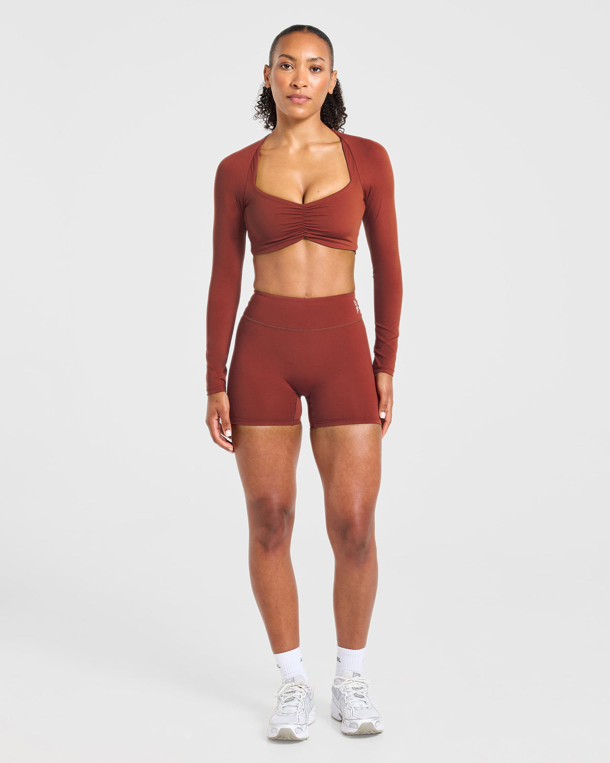 Physique Long Sleeve Crop Top - Deep Auburn
