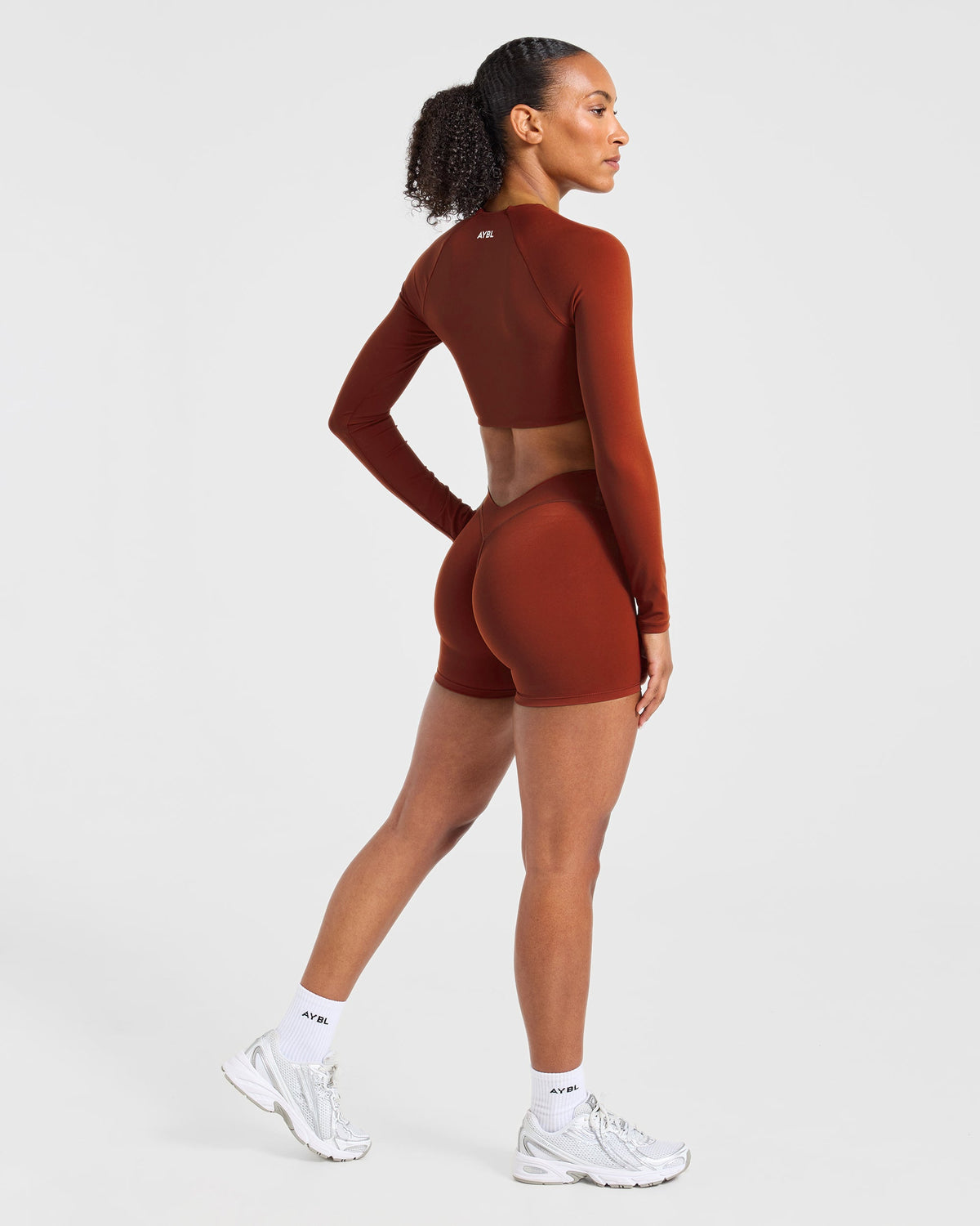 Physique Long Sleeve Crop Top - Deep Auburn