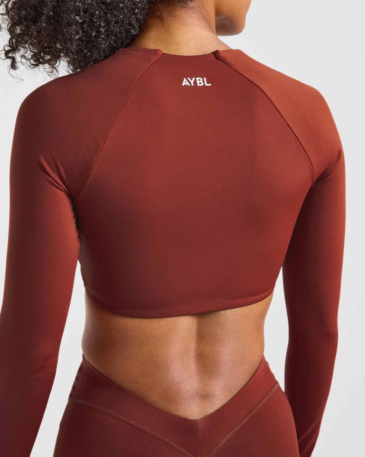 Physique Long Sleeve Crop Top - Deep Auburn