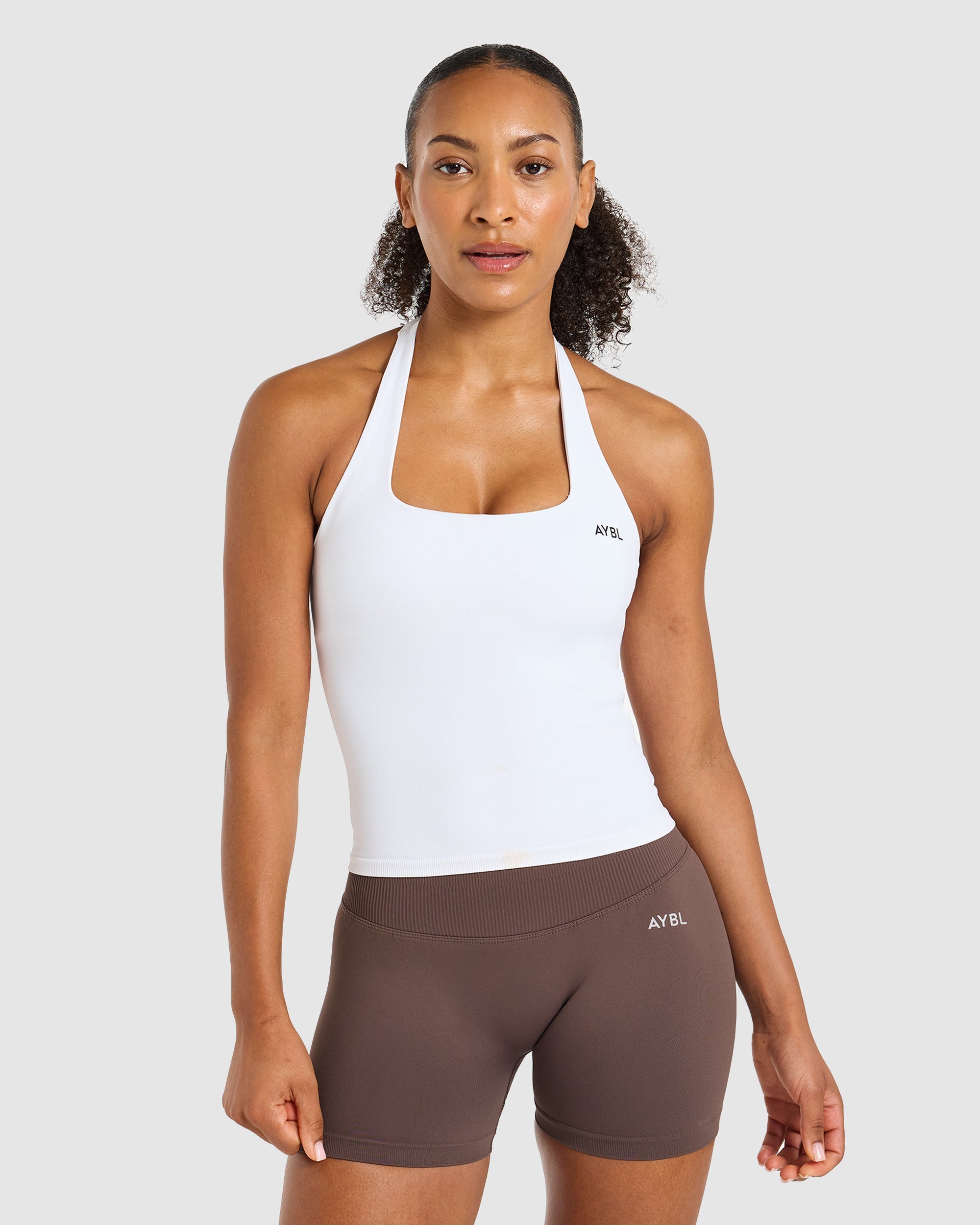 Enhance Seamless Halterneck Top - White