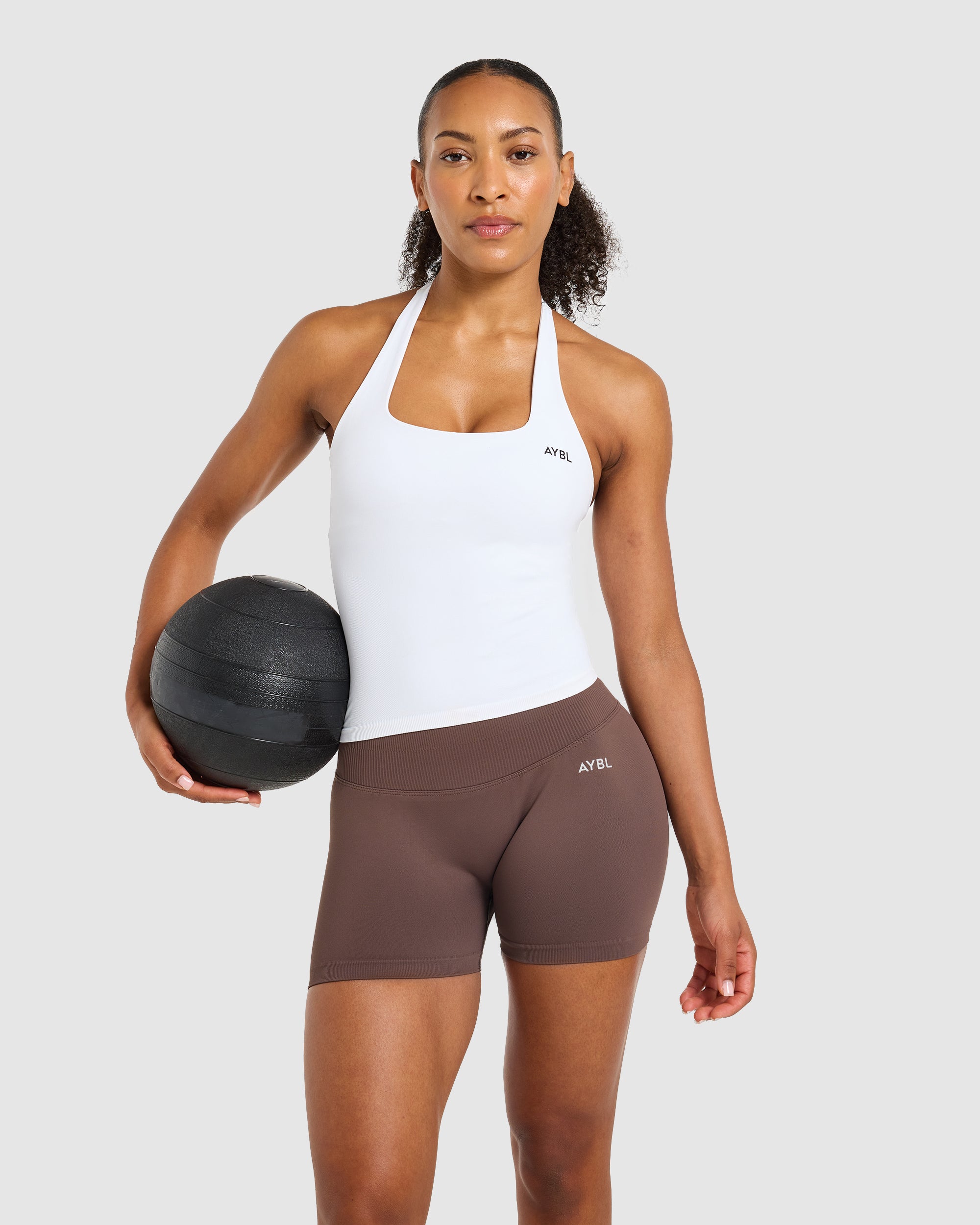 Enhance Seamless Halterneck Top - White