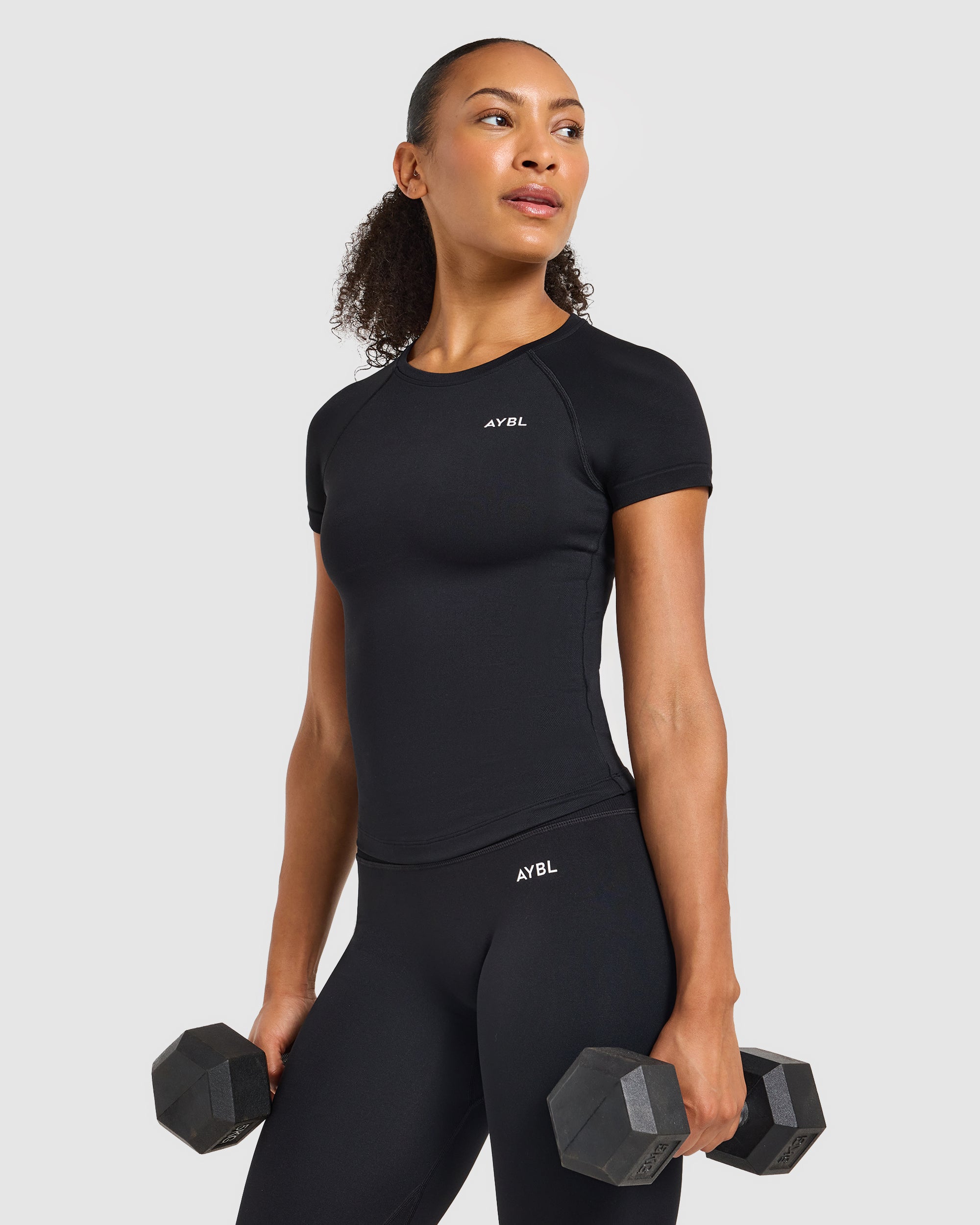Enhance Seamless Short Sleeve Top - Black