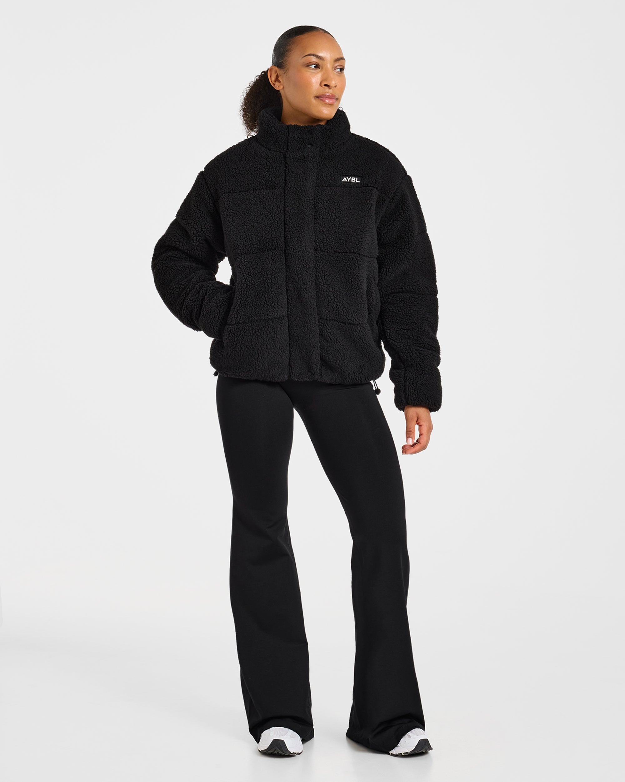Signature Fleece Puffer Coat - Black