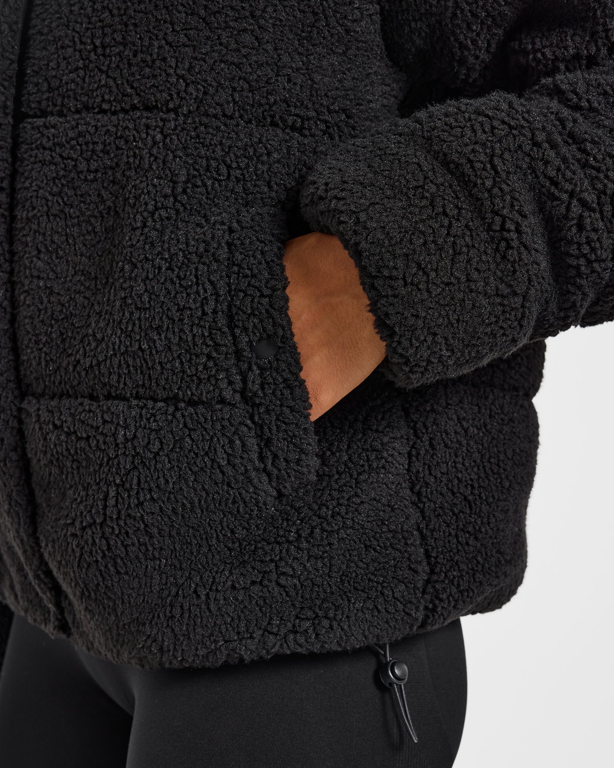 Signature Fleece Puffer Coat - Black